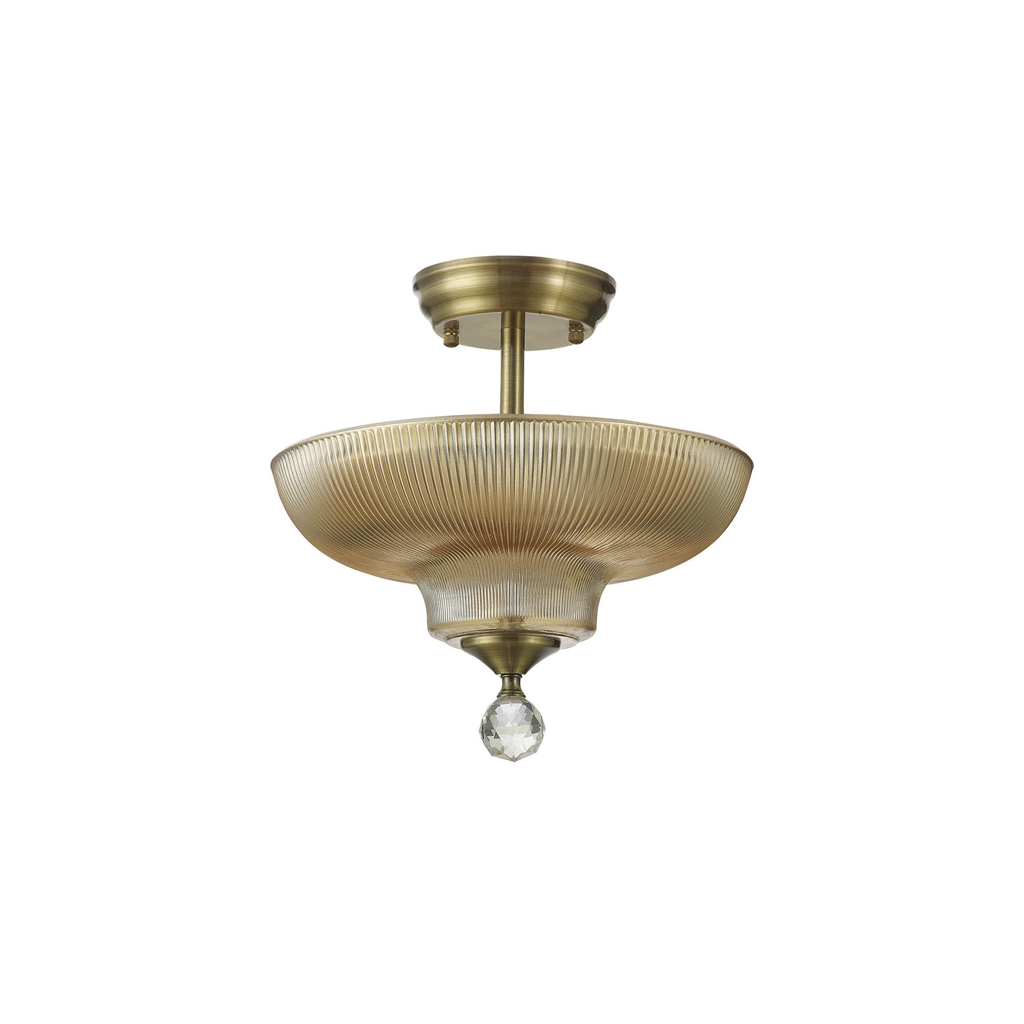 NLK16259 Tabion 2 Light Ceiling Light Antique Brass Amber