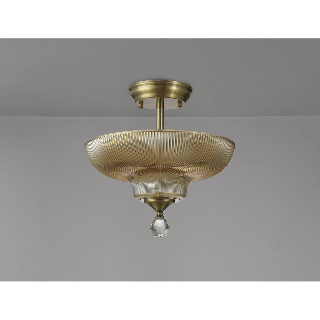 NLK16259 Tabion 2 Light Ceiling Light Antique Brass Amber