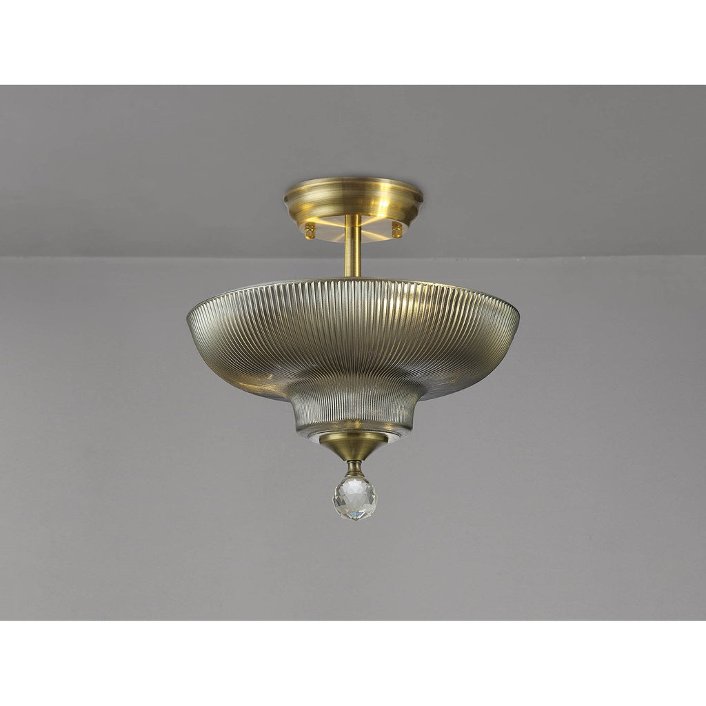 NLK16269 Tabion 2 Light Ceiling Light Antique Brass Smoked