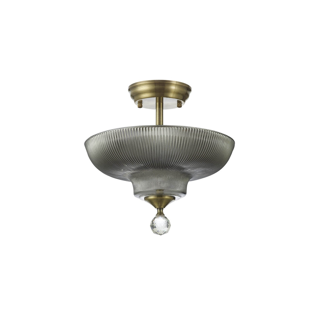 NLK16269 Tabion 2 Light Ceiling Light Antique Brass Smoked