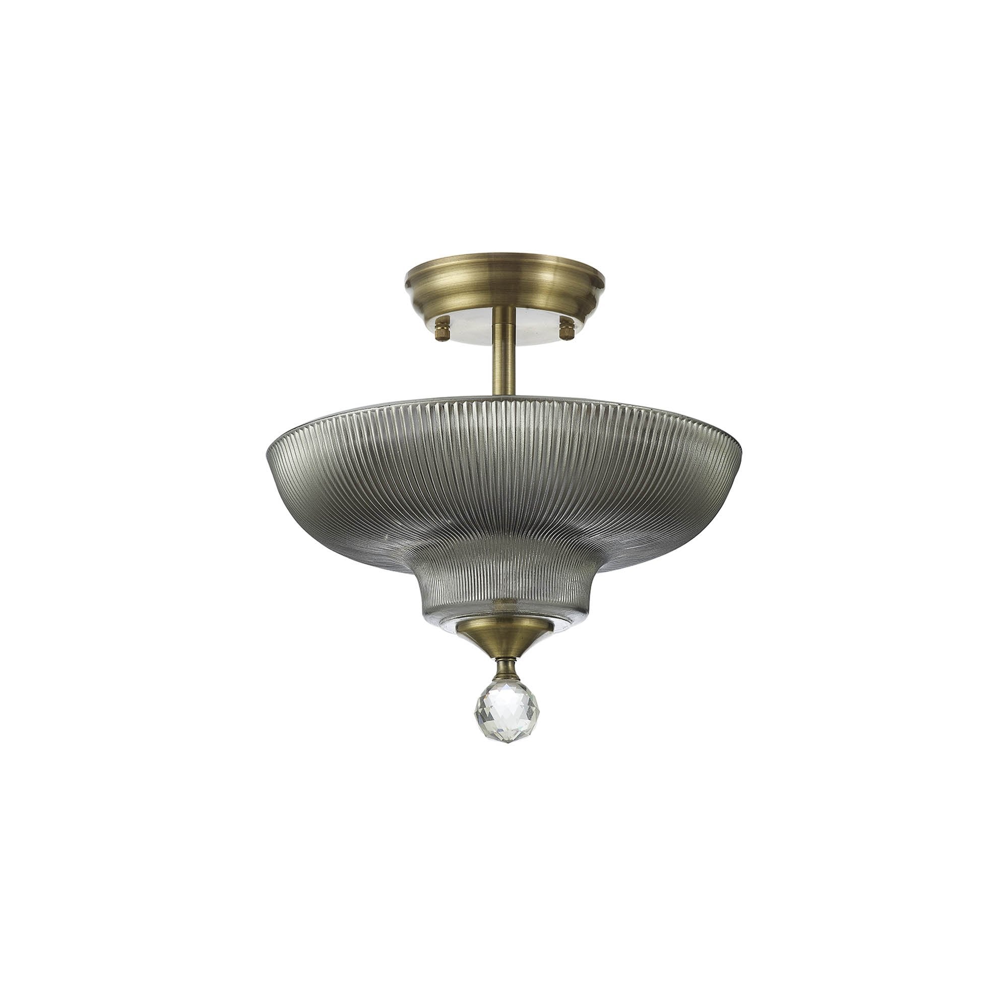 NLK16269 Tabion 2 Light Ceiling Light Antique Brass Smoked