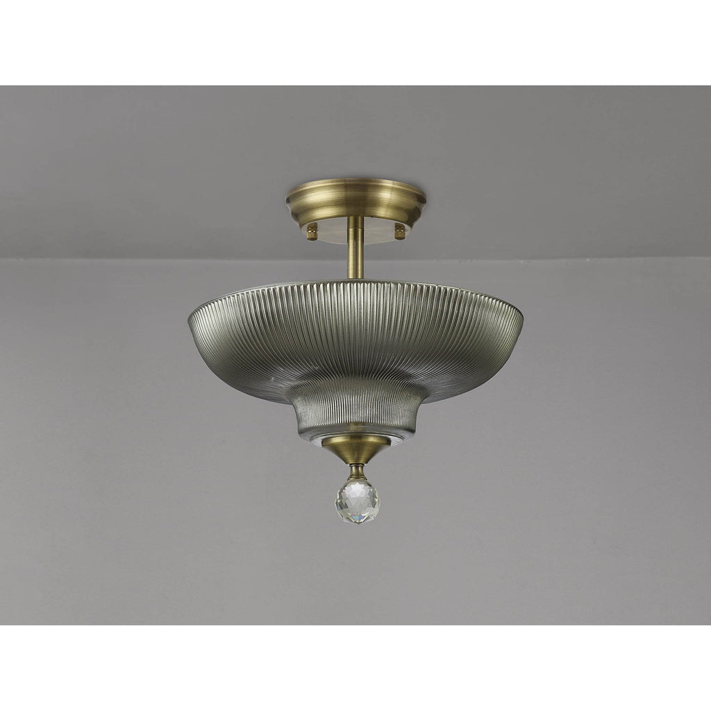 NLK16269 Tabion 2 Light Ceiling Light Antique Brass Smoked