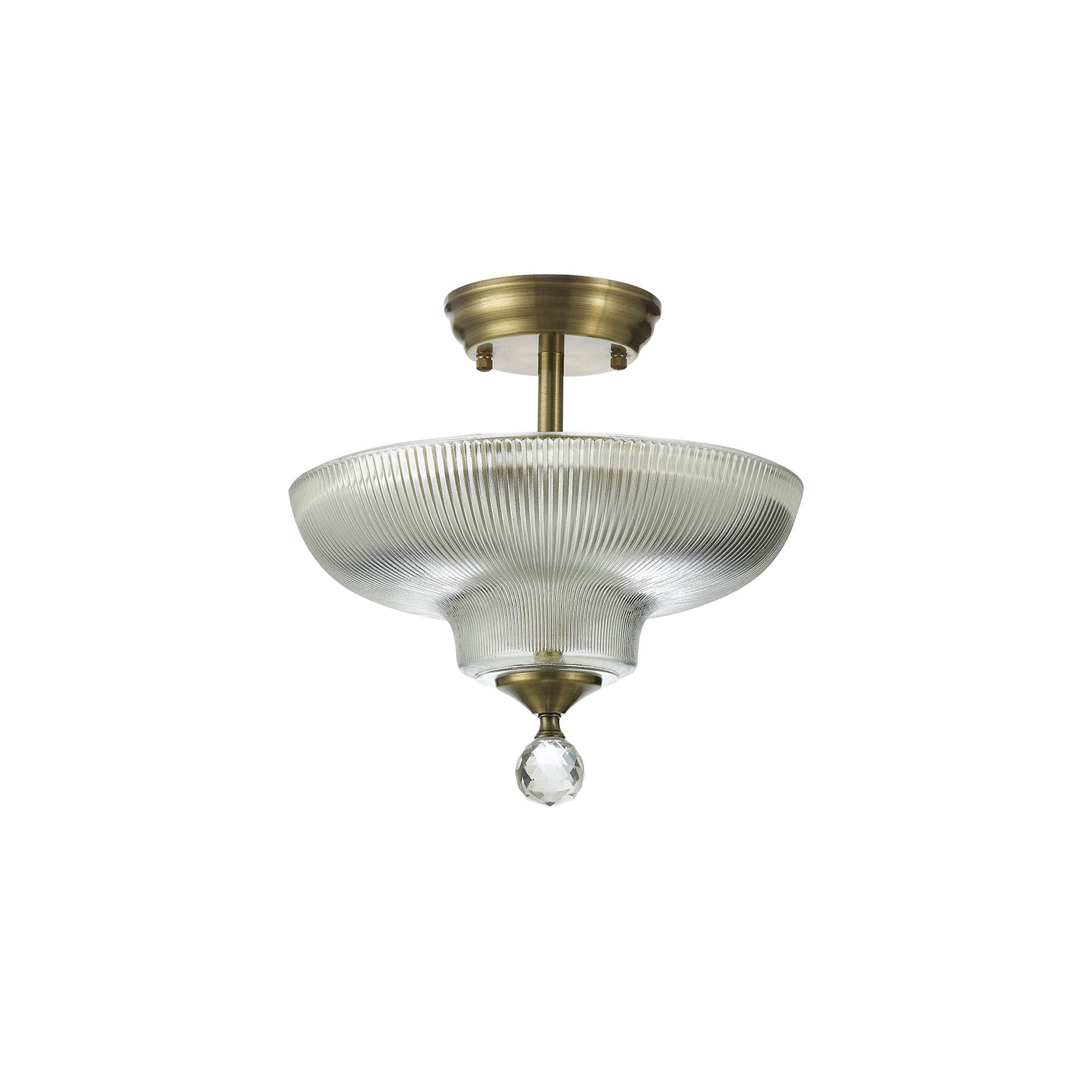NLK16279 Tabion 2 Light Ceiling Light Antique Brass Clear