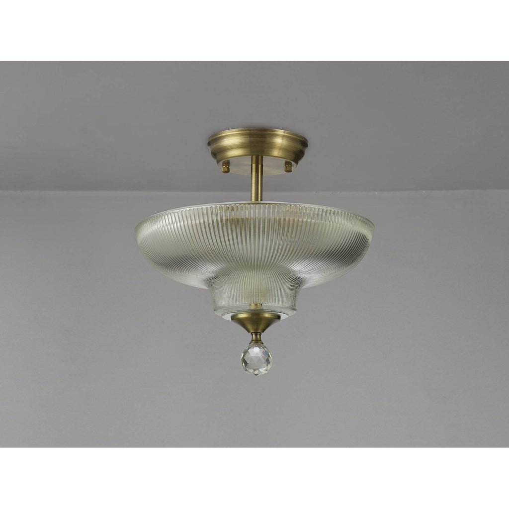 NLK16279 Tabion 2 Light Ceiling Light Antique Brass Clear