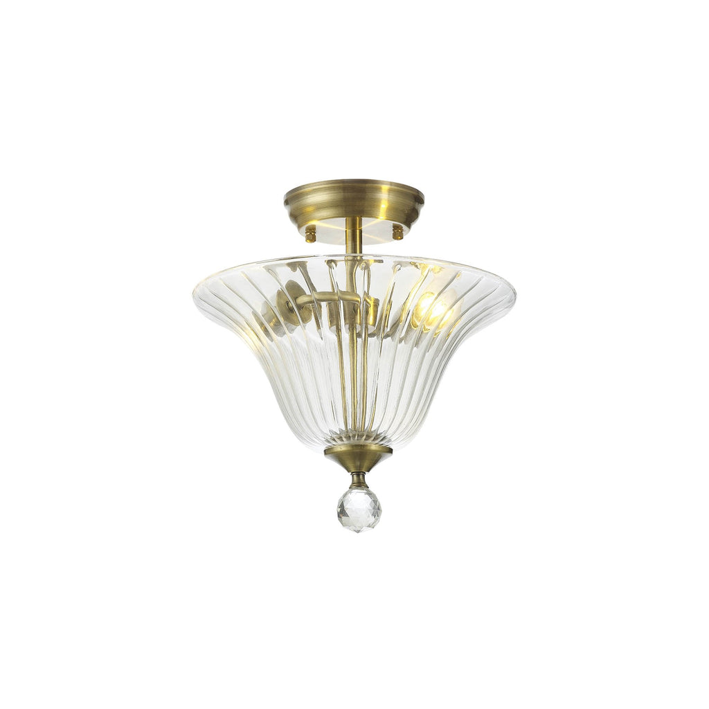 NLK16289 Tabion 2 Light Ceiling Light Antique Brass Clear