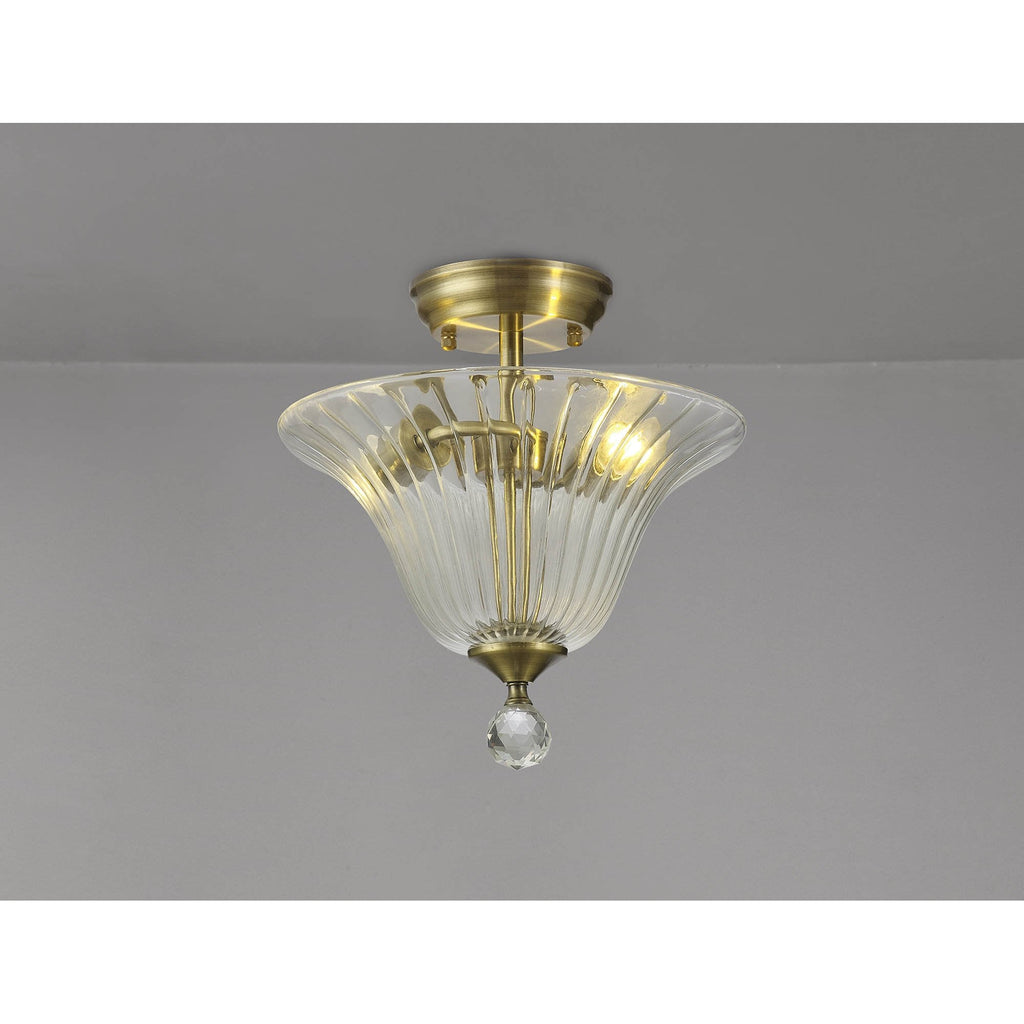 NLK16289 Tabion 2 Light Ceiling Light Antique Brass Clear