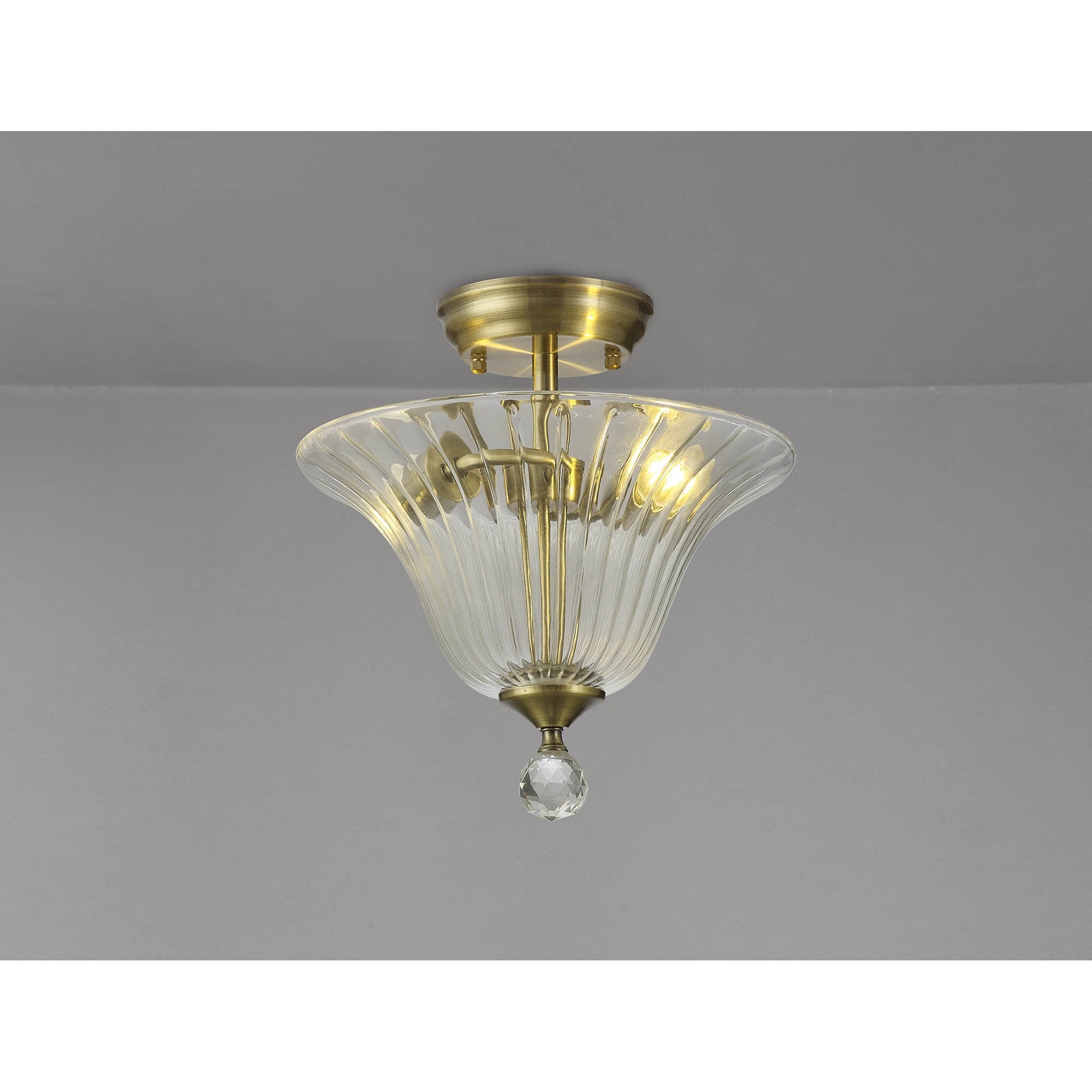 NLK16289 Tabion 2 Light Ceiling Light Antique Brass Clear
