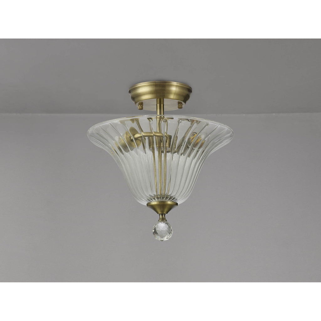 NLK16289 Tabion 2 Light Ceiling Light Antique Brass Clear