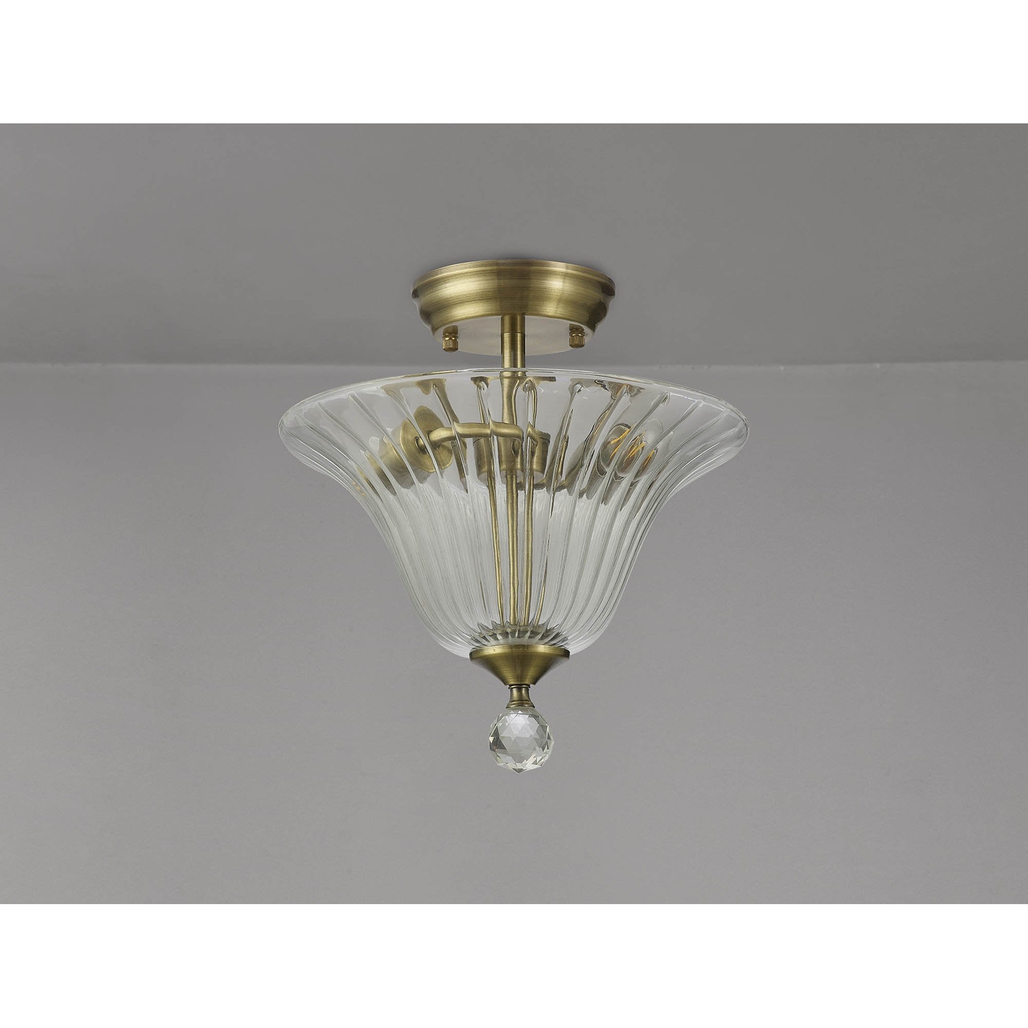 NLK16289 Tabion 2 Light Ceiling Light Antique Brass Clear