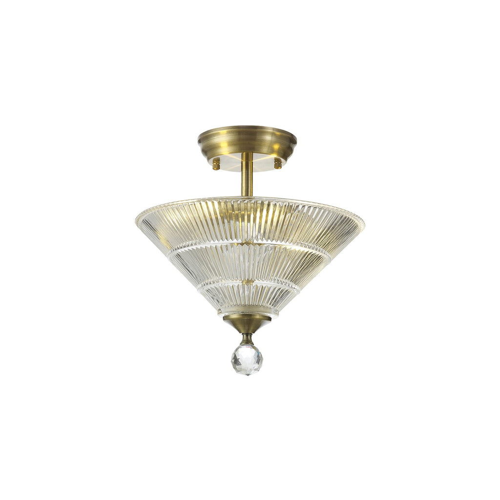 NLK16299 Tabion 2 Light Ceiling Light Antique Brass Clear