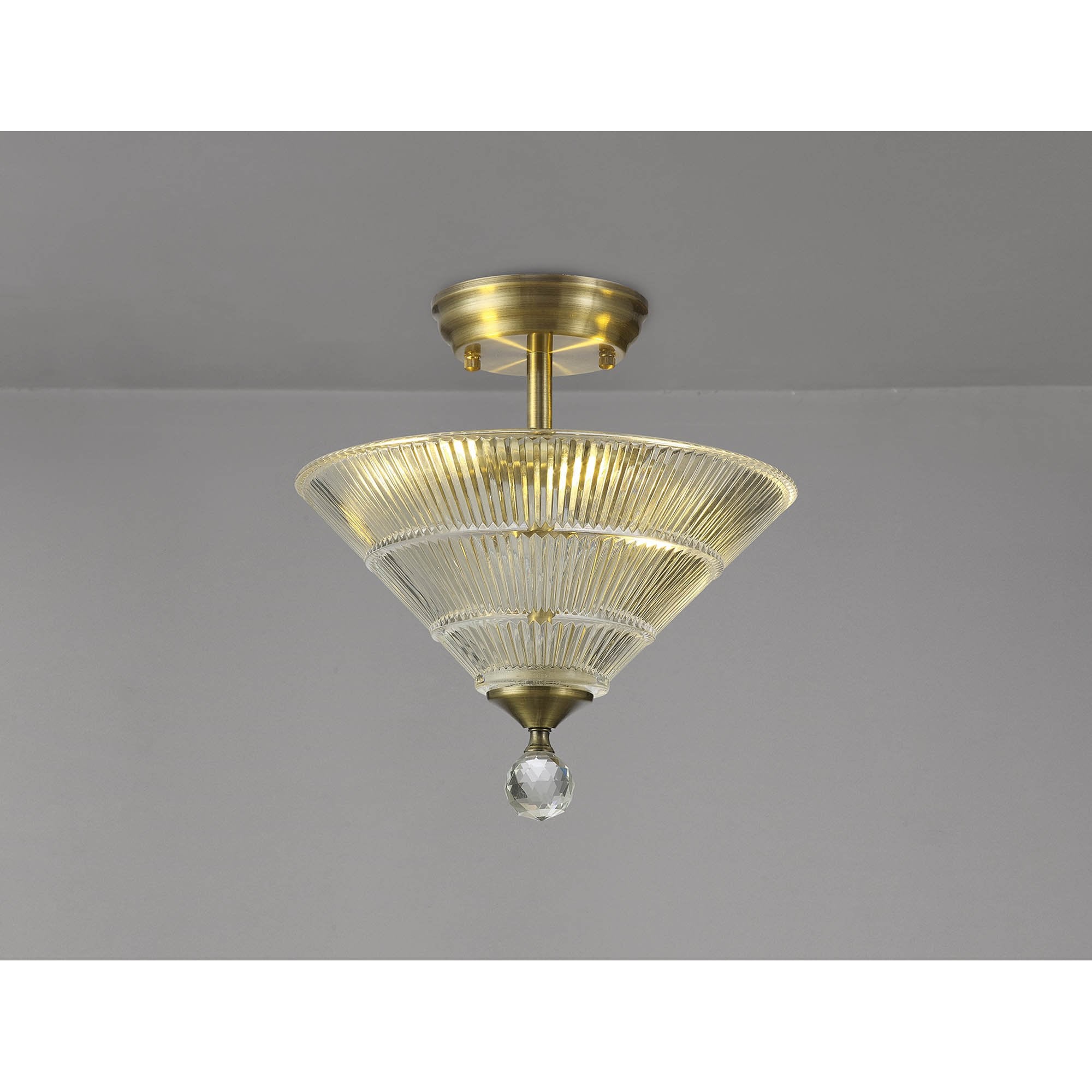 NLK16299 Tabion 2 Light Ceiling Light Antique Brass Clear