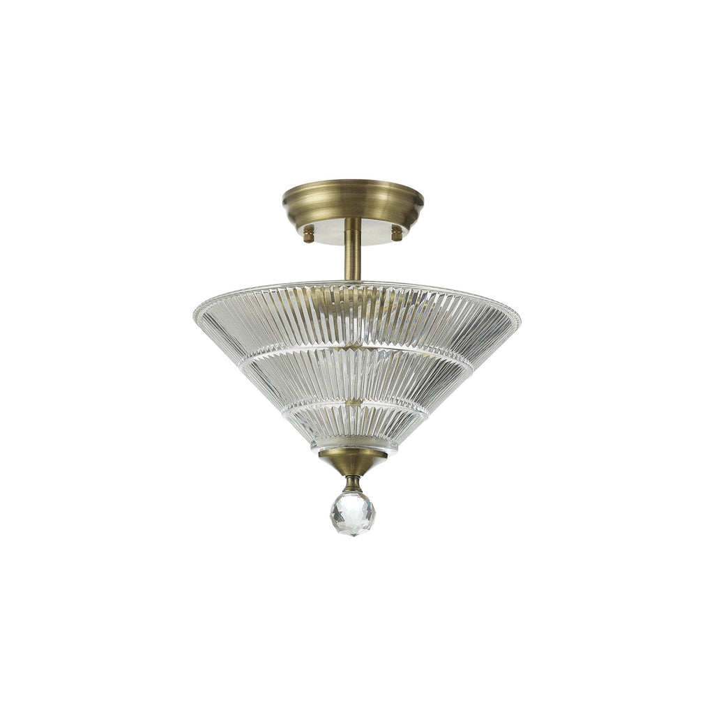 NLK16299 Tabion 2 Light Ceiling Light Antique Brass Clear