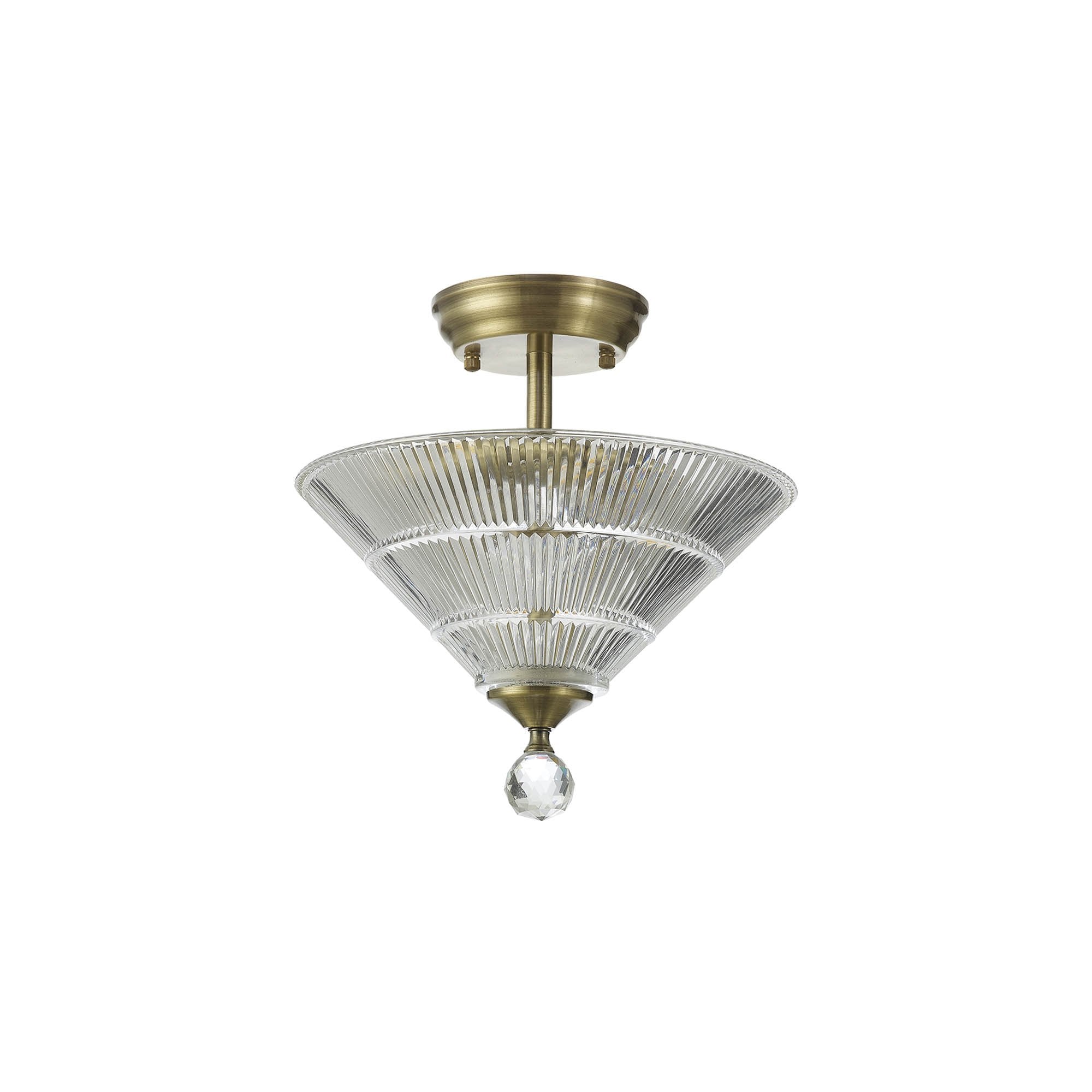 NLK16299 Tabion 2 Light Ceiling Light Antique Brass Clear