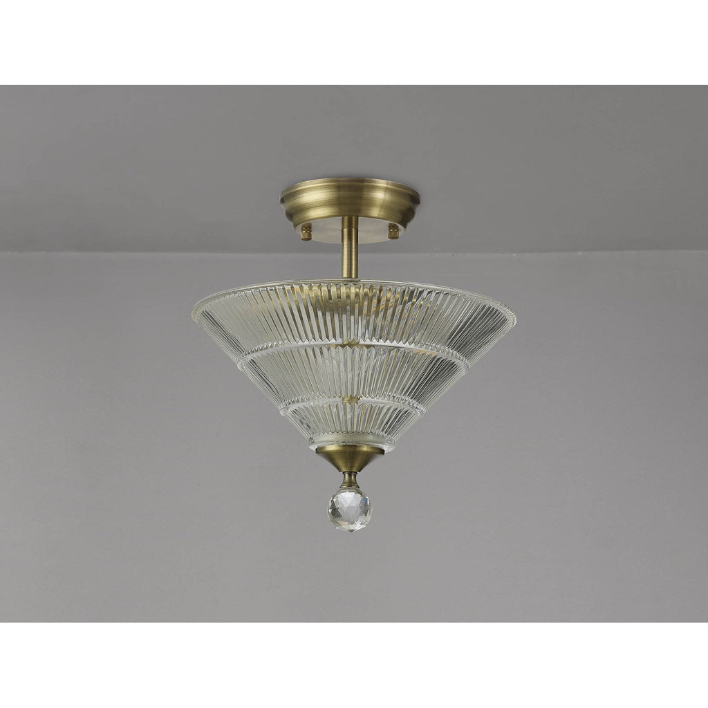 NLK16299 Tabion 2 Light Ceiling Light Antique Brass Clear
