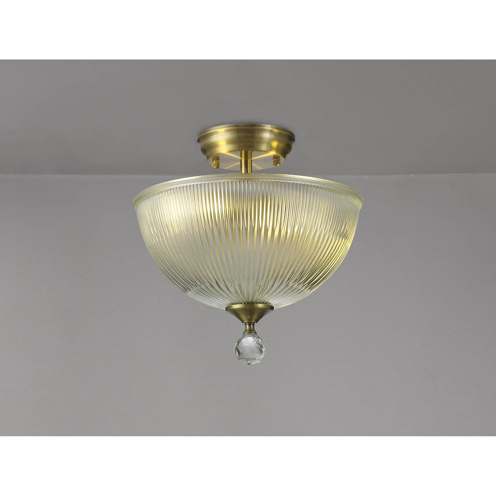 NLK16309 Tabion 2 Light Ceiling Light Antique Brass Clear
