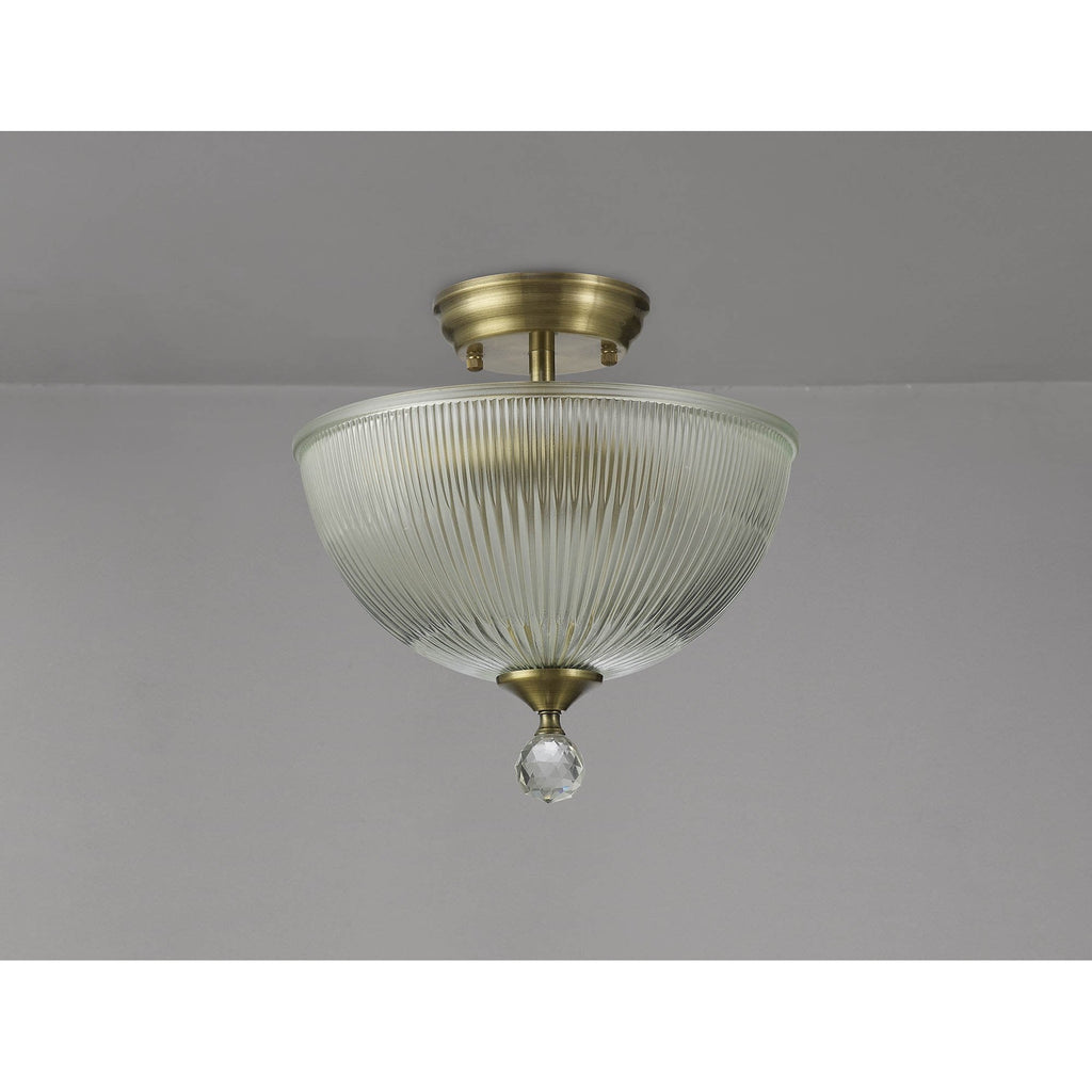 NLK16309 Tabion 2 Light Ceiling Light Antique Brass Clear