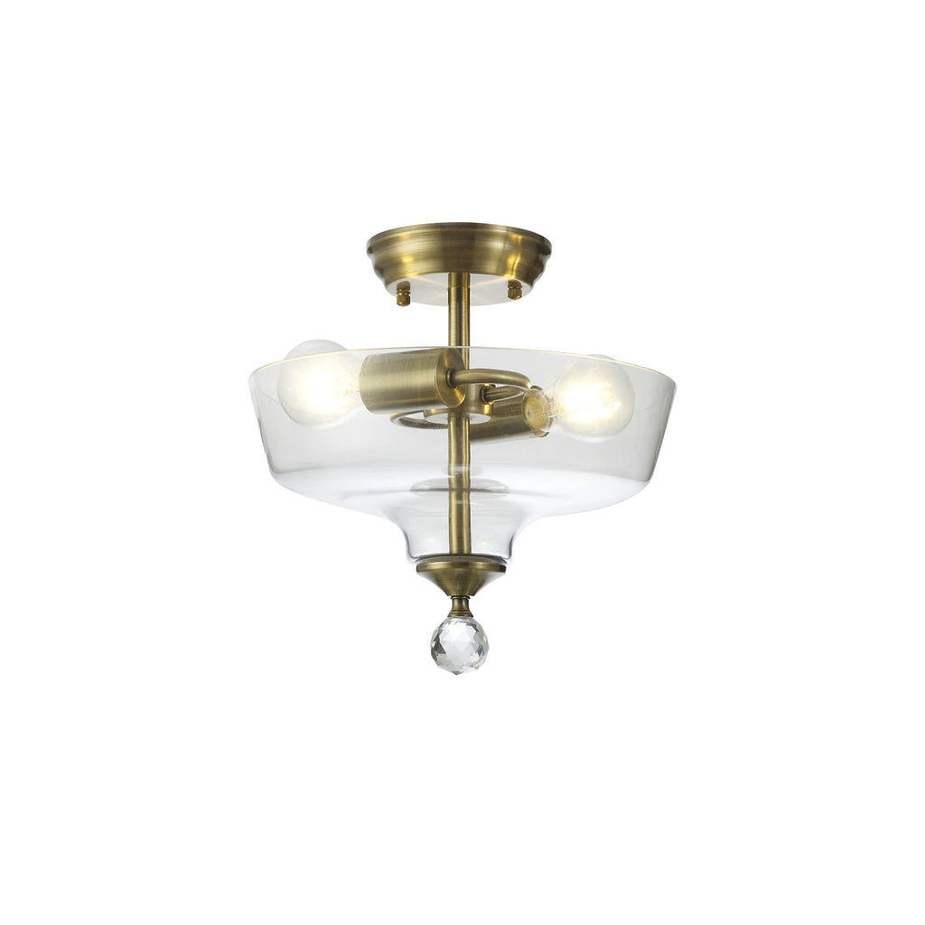 NLK16329 Tabion 2 Light Ceiling Light Antique Brass Clear
