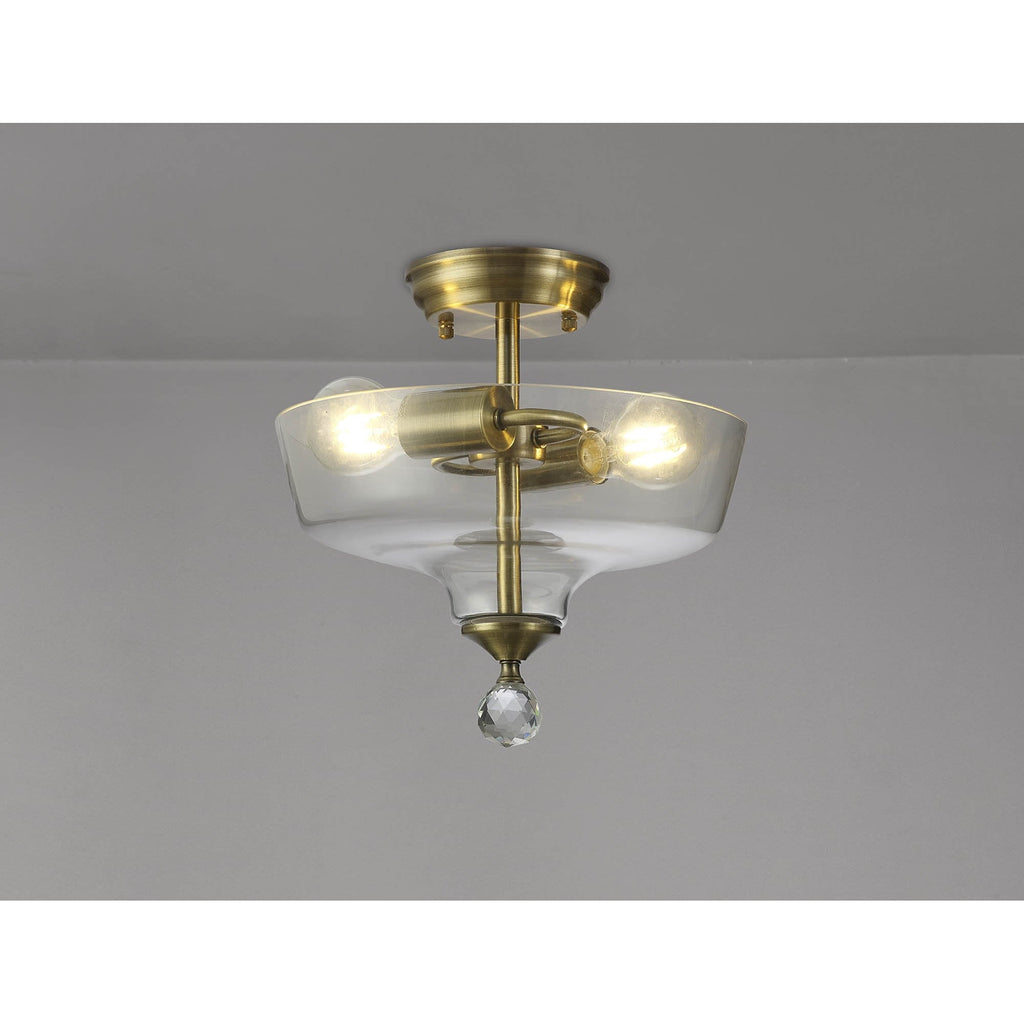 NLK16329 Tabion 2 Light Ceiling Light Antique Brass Clear