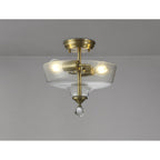 NLK16329 Tabion 2 Light Ceiling Light Antique Brass Clear