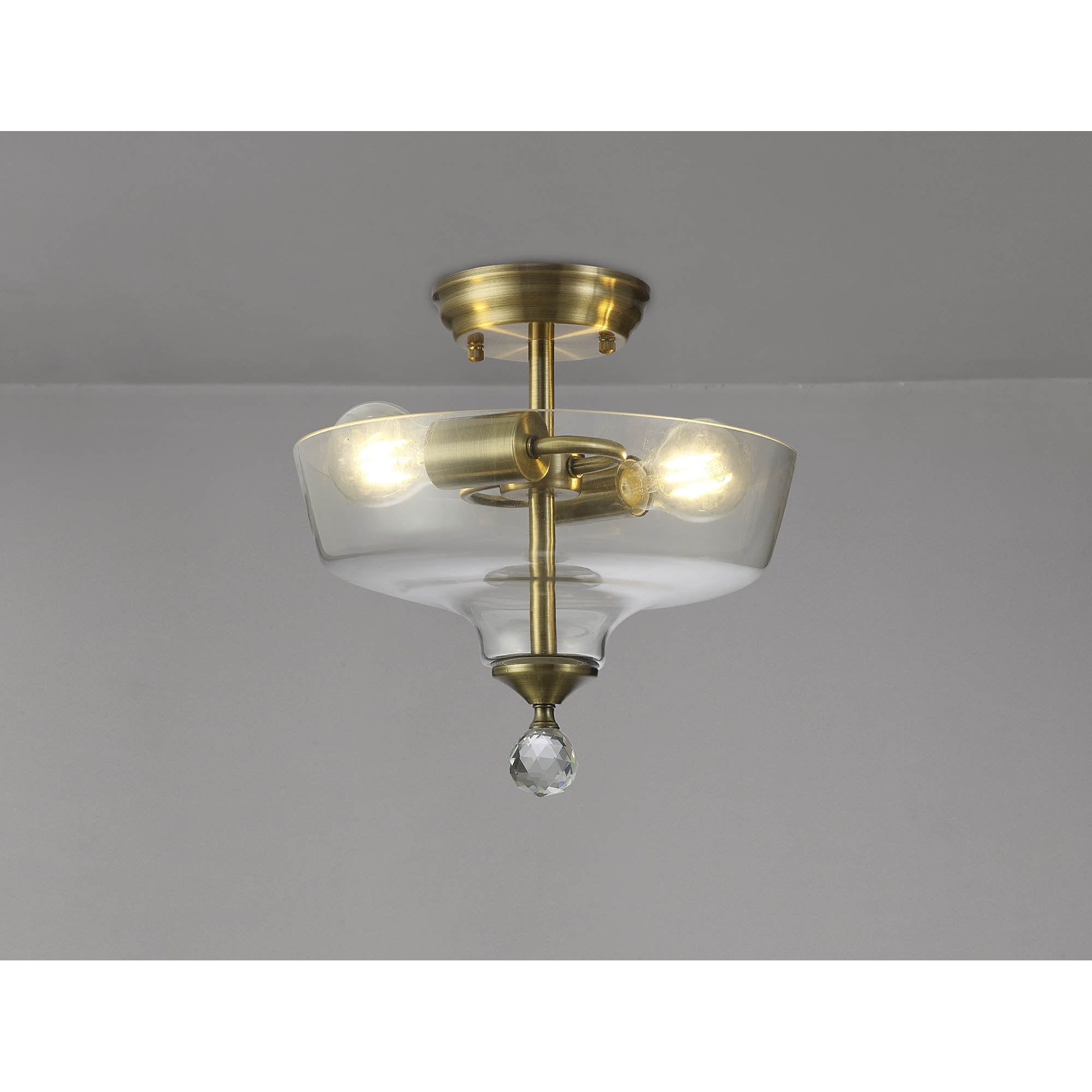 NLK16329 Tabion 2 Light Ceiling Light Antique Brass Clear