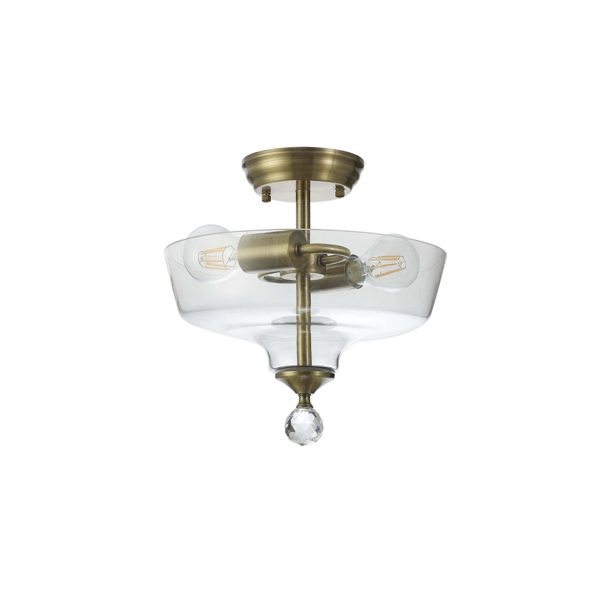 NLK16329 Tabion 2 Light Ceiling Light Antique Brass Clear