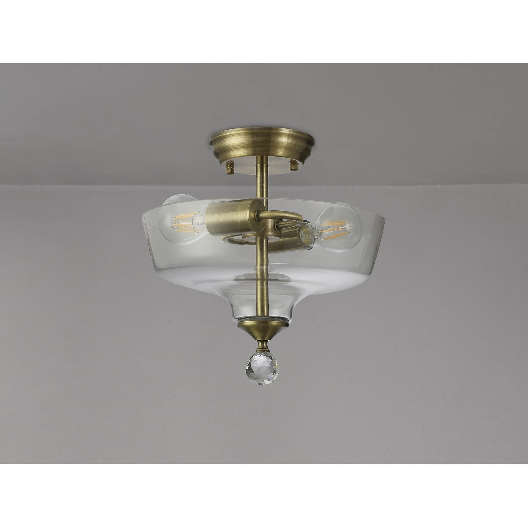NLK16329 Tabion 2 Light Ceiling Light Antique Brass Clear