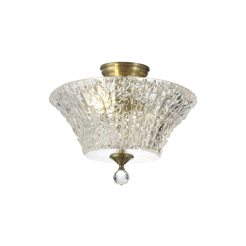 NLK16349 Tabion 2 Light Ceiling Light Antique Brass Clear