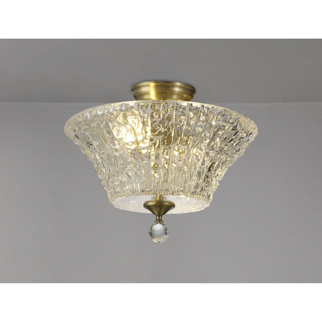 NLK16349 Tabion 2 Light Ceiling Light Antique Brass Clear