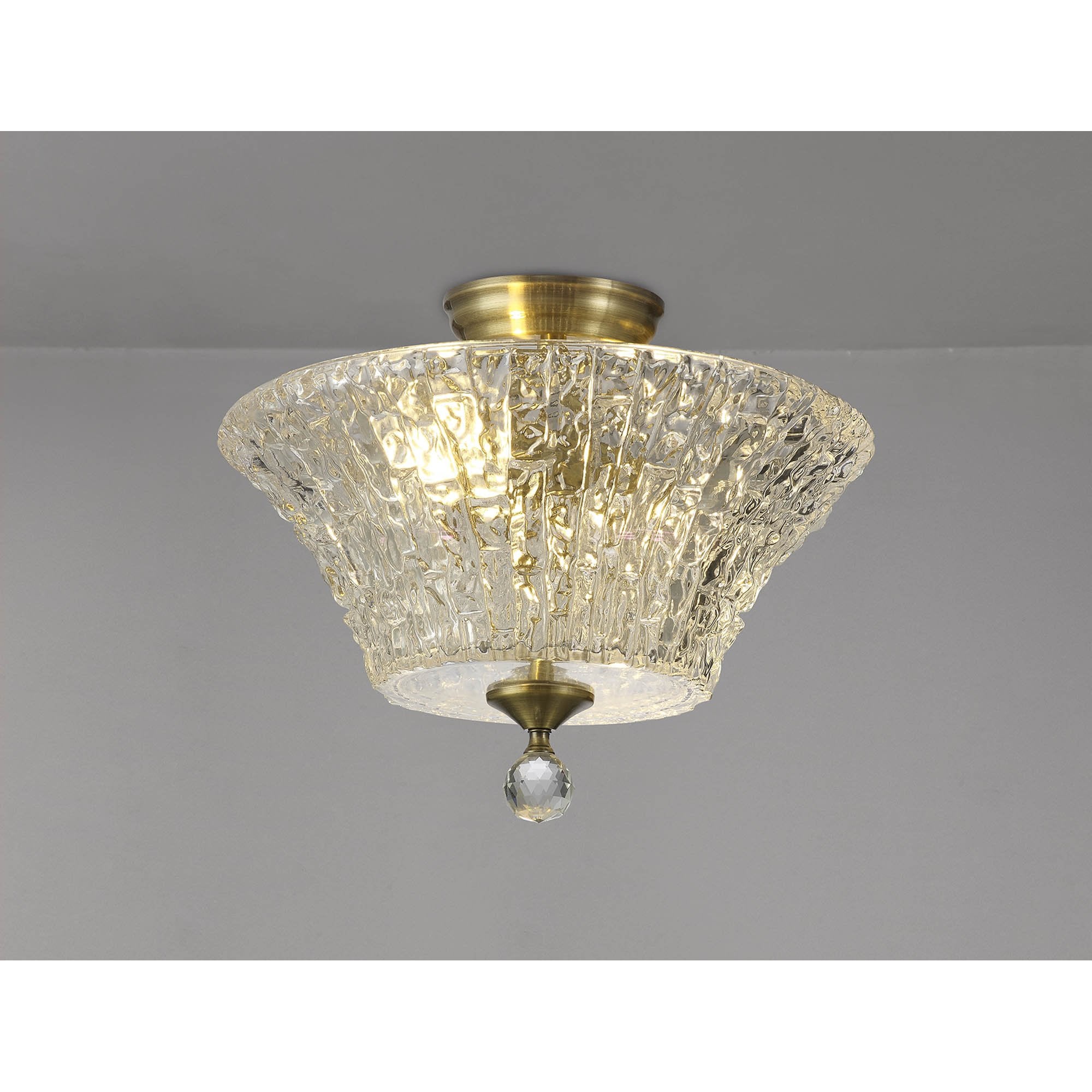 NLK16349 Tabion 2 Light Ceiling Light Antique Brass Clear