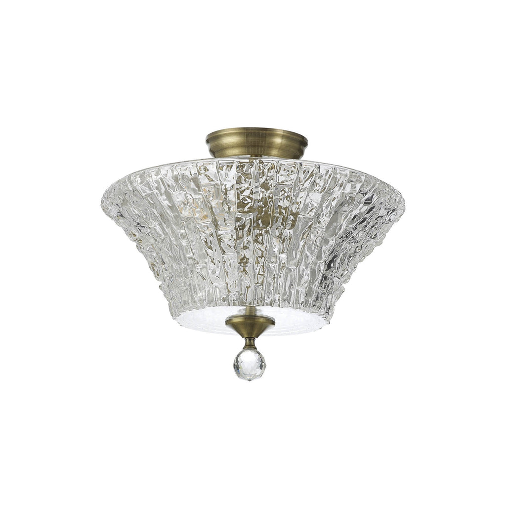 NLK16349 Tabion 2 Light Ceiling Light Antique Brass Clear