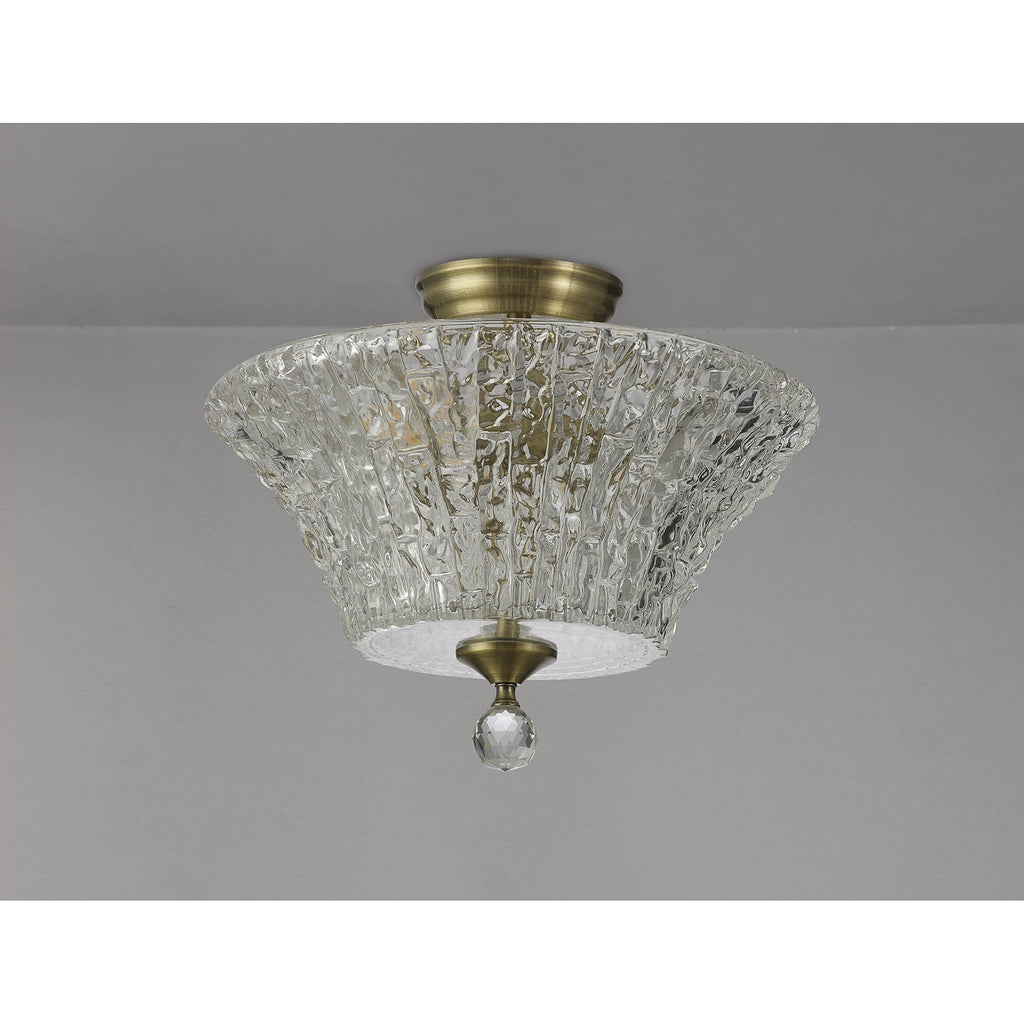 NLK16349 Tabion 2 Light Ceiling Light Antique Brass Clear