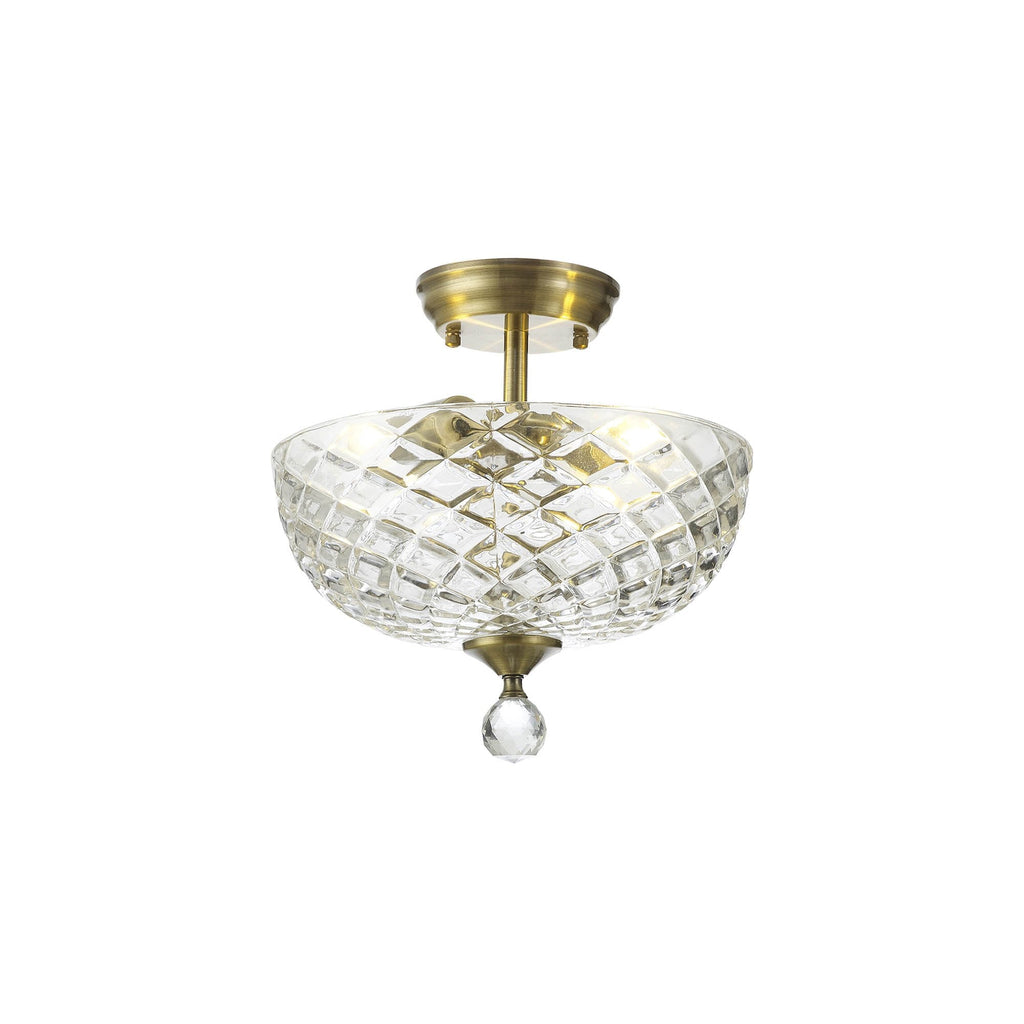 NLK16359 Tabion 2 Light Ceiling Light Antique Brass Clear