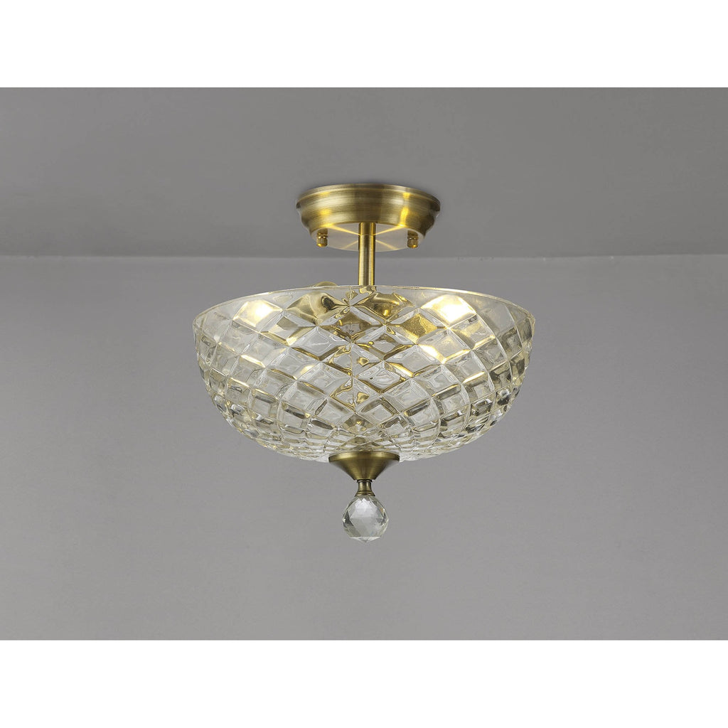 NLK16359 Tabion 2 Light Ceiling Light Antique Brass Clear