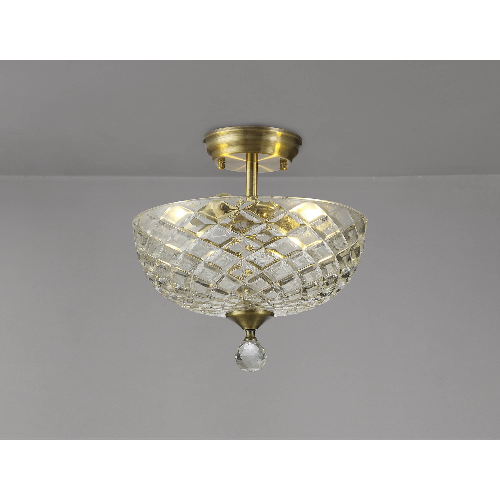 NLK16359 Tabion 2 Light Ceiling Light Antique Brass Clear