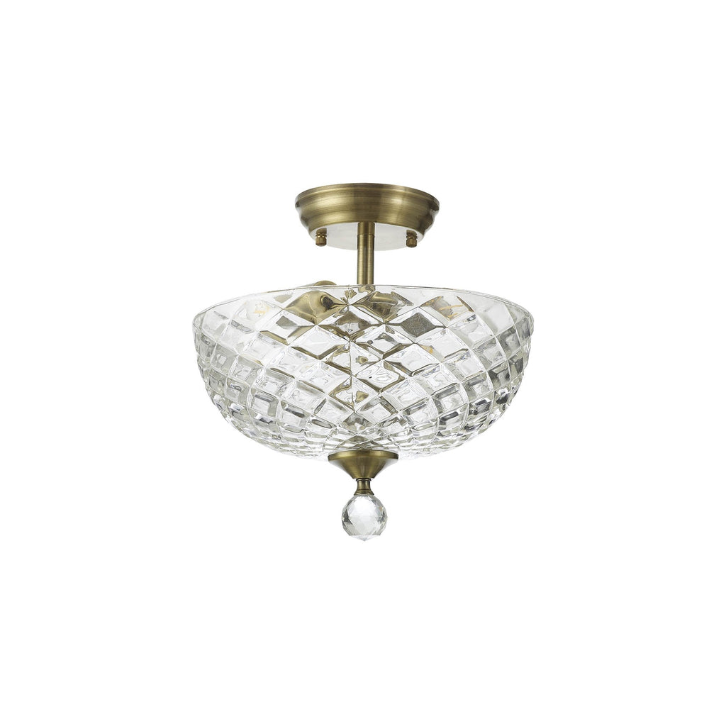 NLK16359 Tabion 2 Light Ceiling Light Antique Brass Clear