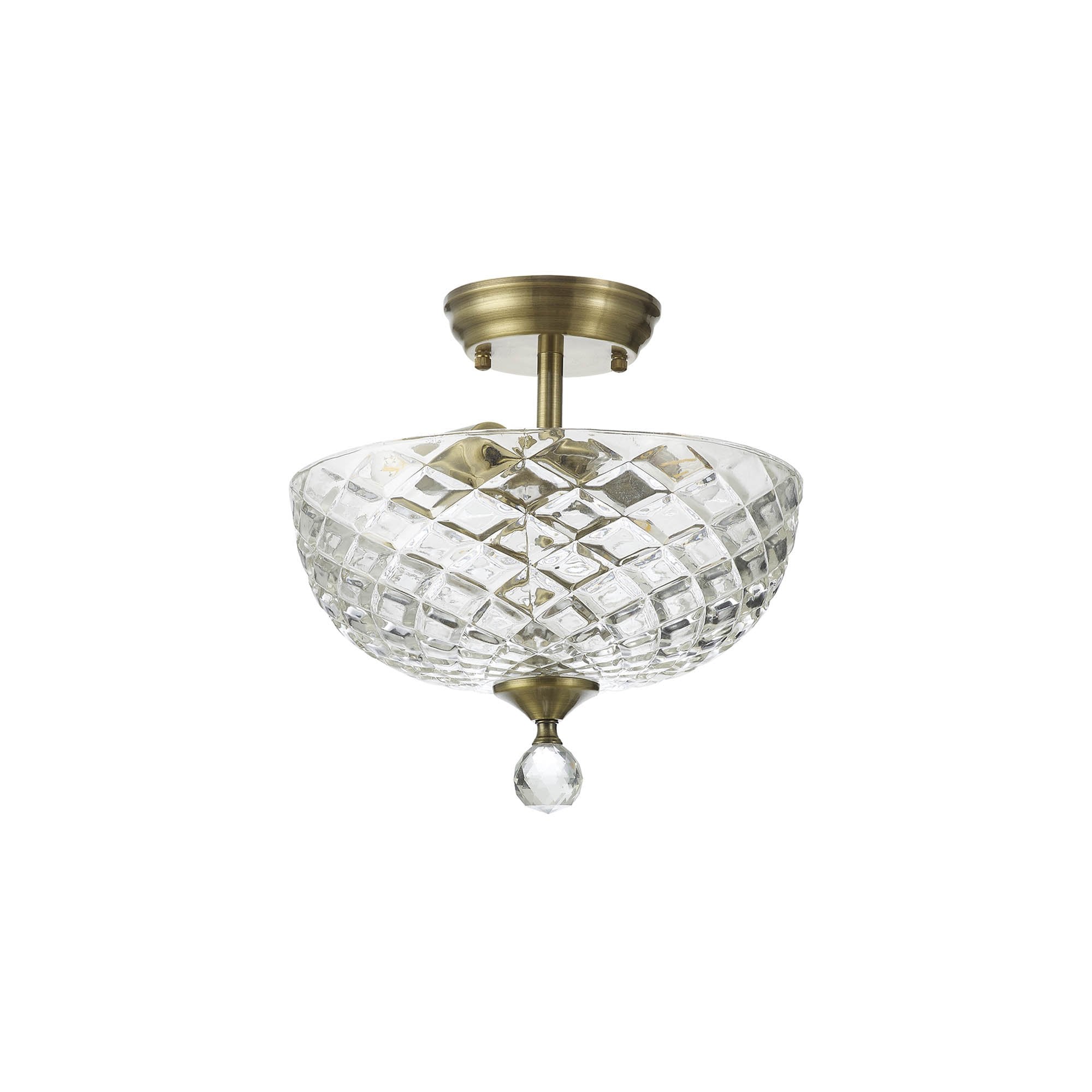 NLK16359 Tabion 2 Light Ceiling Light Antique Brass Clear