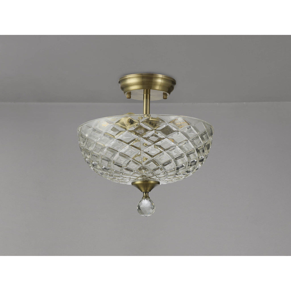 NLK16359 Tabion 2 Light Ceiling Light Antique Brass Clear