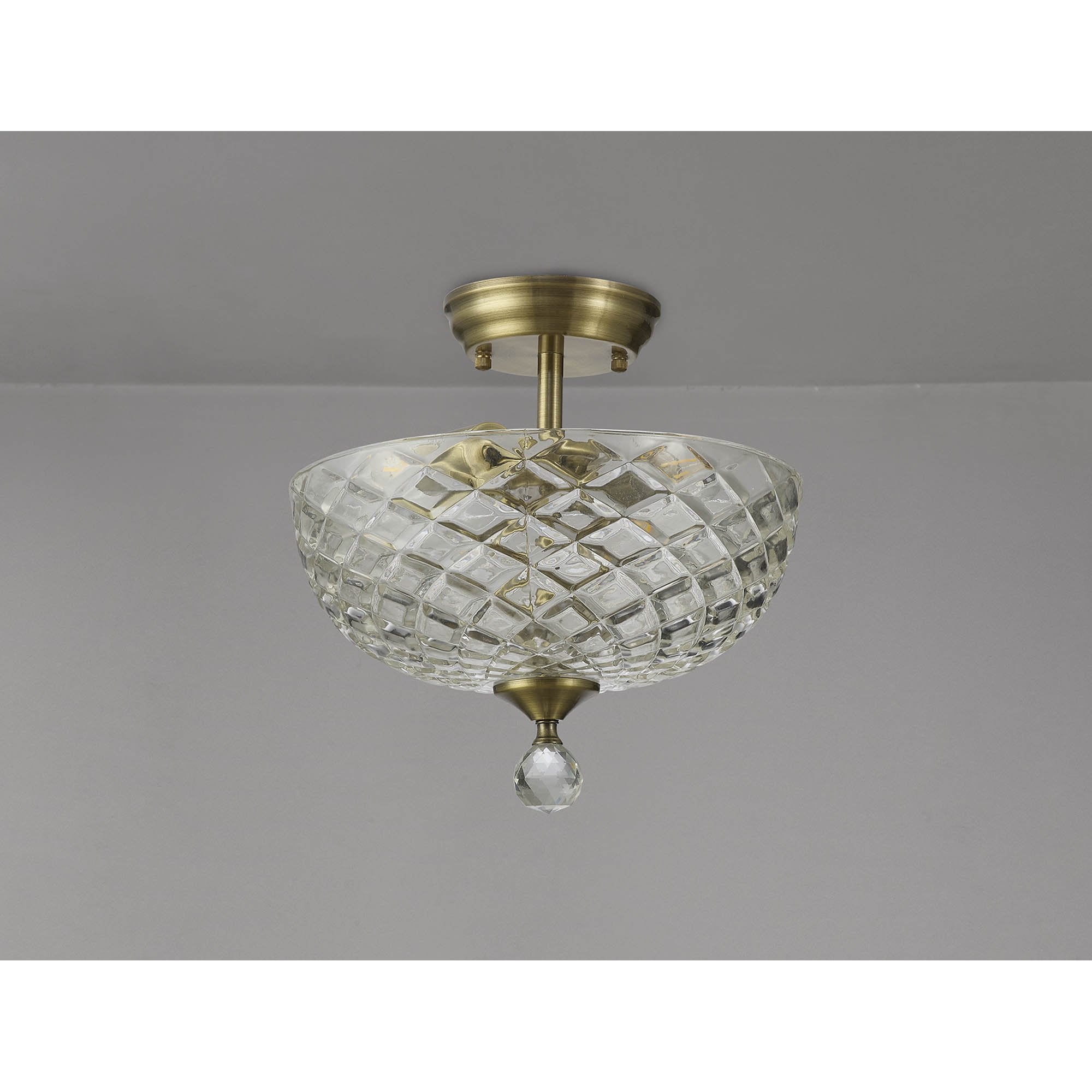 NLK16359 Tabion 2 Light Ceiling Light Antique Brass Clear