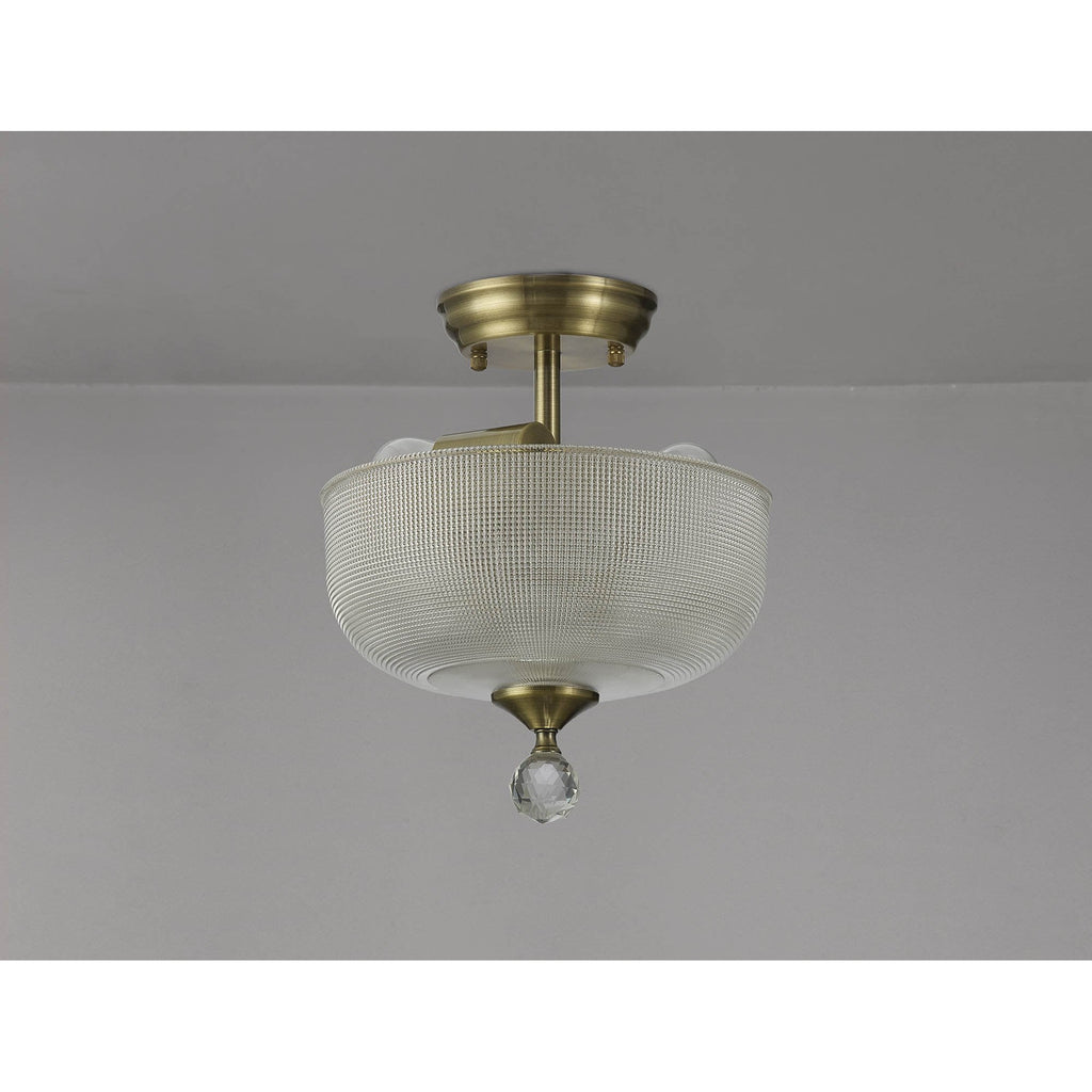 NLK16369 Tabion 2 Light Ceiling Light Antique Brass Clear