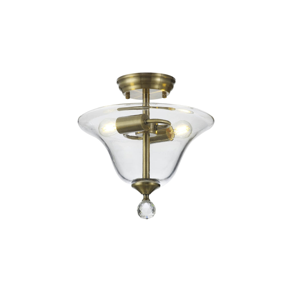 NLK16379 Tabion 2 Light Ceiling Light Antique Brass Clear