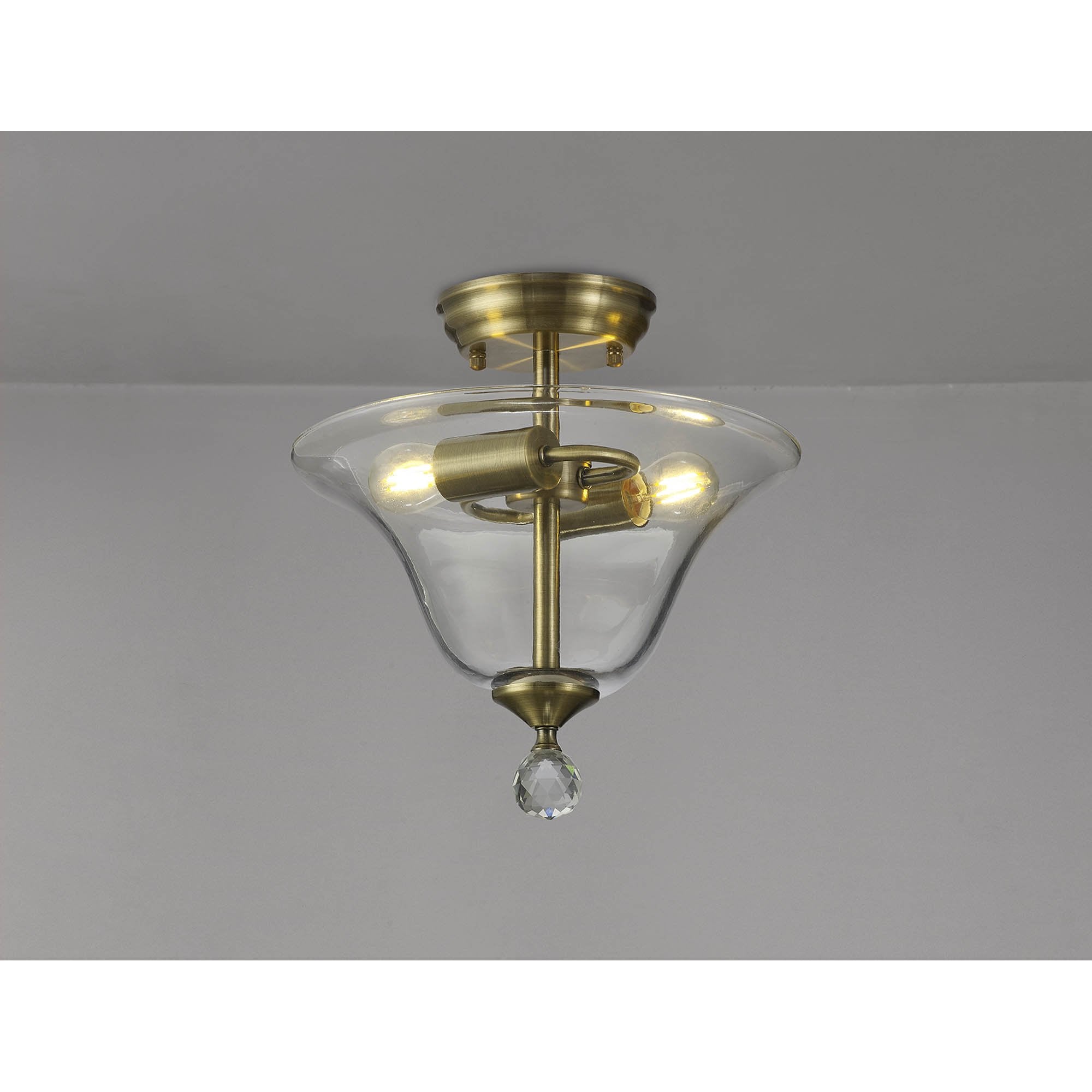 NLK16379 Tabion 2 Light Ceiling Light Antique Brass Clear