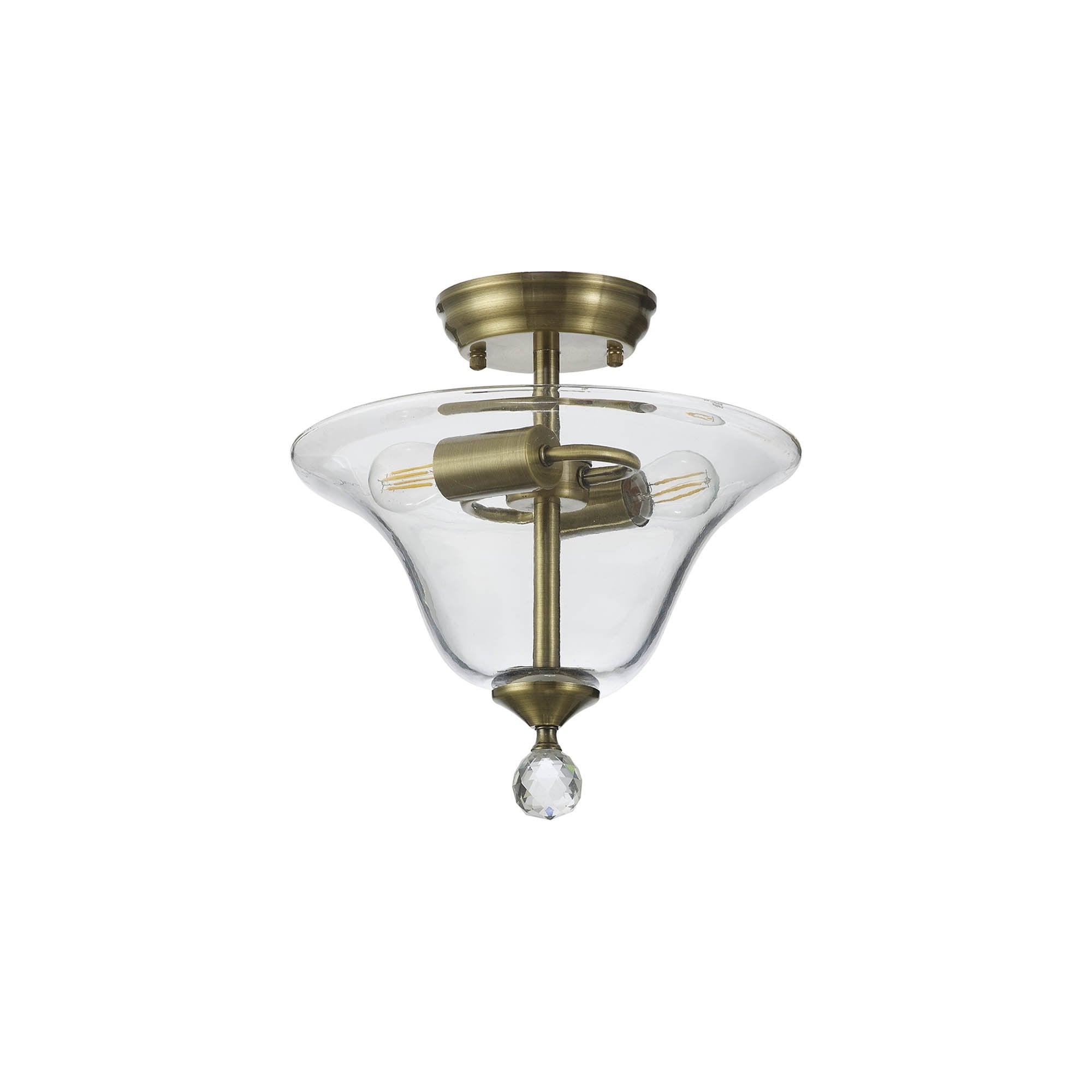 NLK16379 Tabion 2 Light Ceiling Light Antique Brass Clear