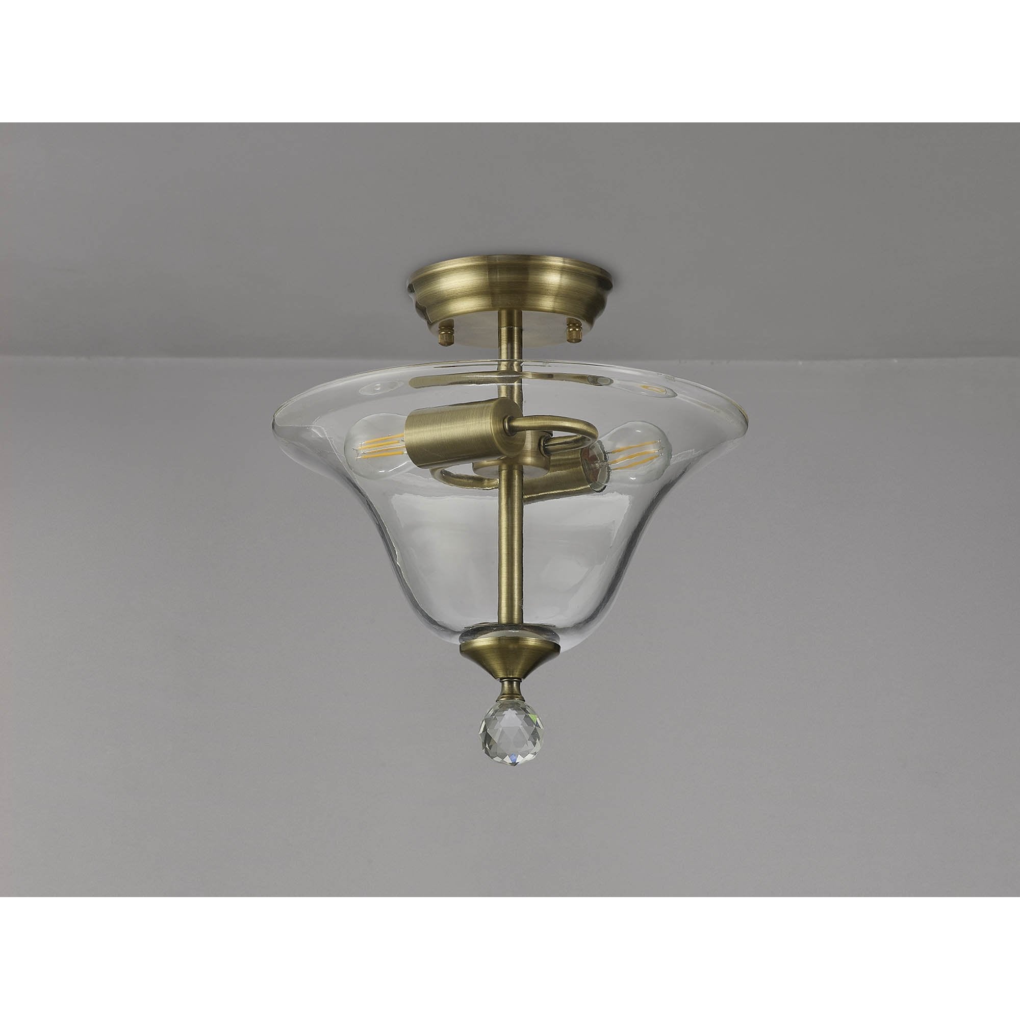 NLK16379 Tabion 2 Light Ceiling Light Antique Brass Clear