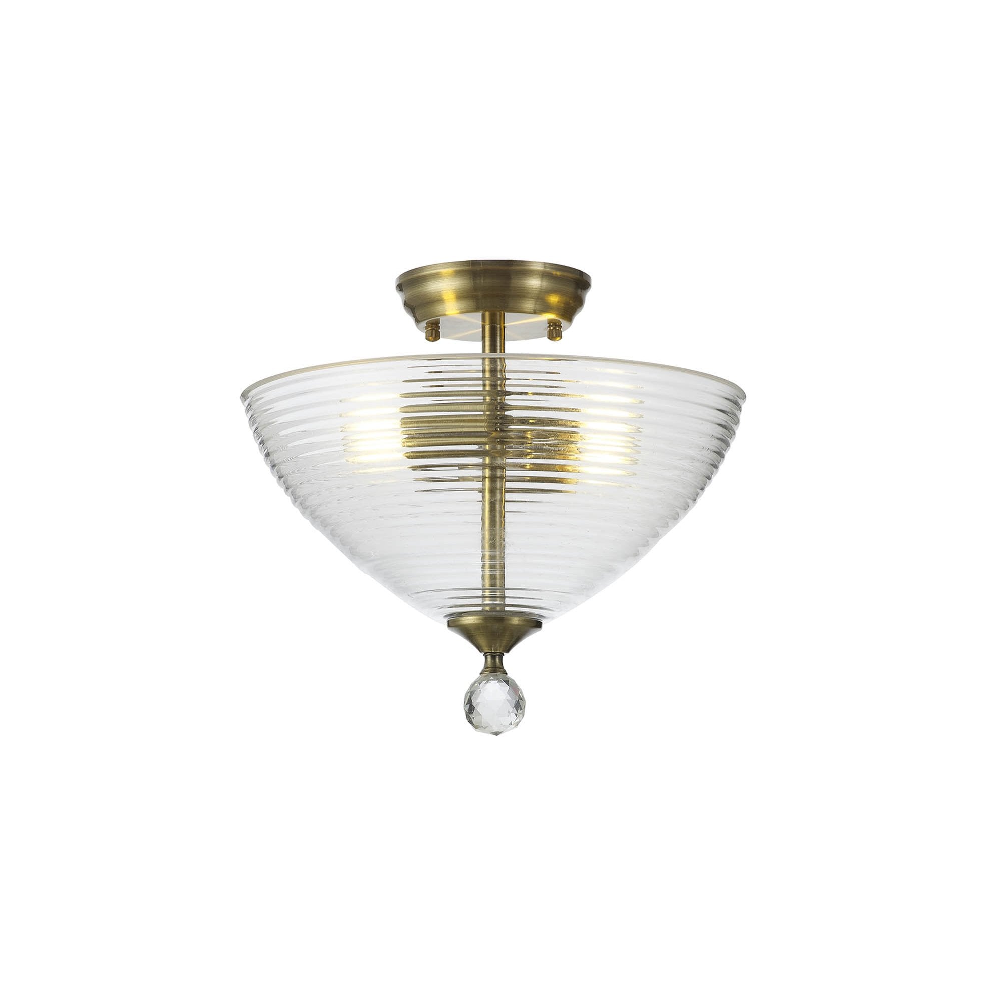 NLK16389 Tabion 2 Light Ceiling Light Antique Brass Clear