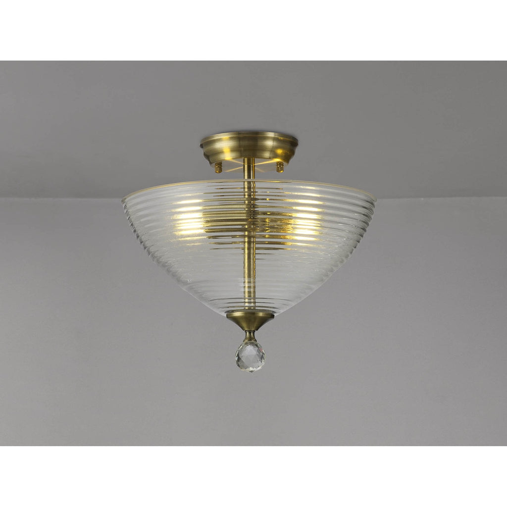 NLK16389 Tabion 2 Light Ceiling Light Antique Brass Clear