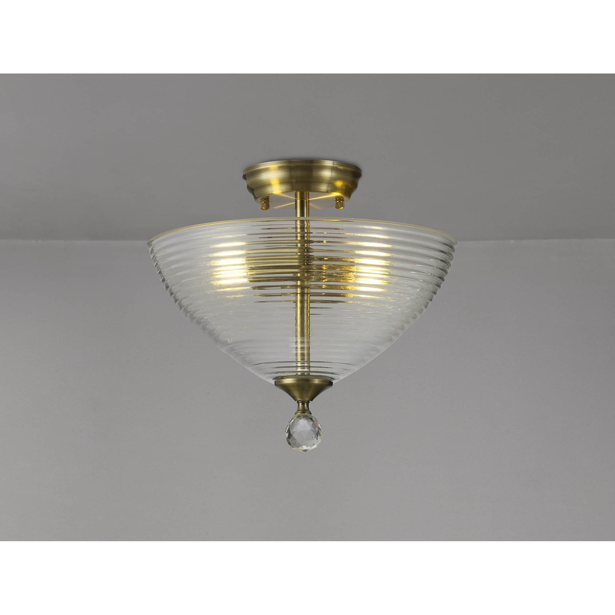 NLK16389 Tabion 2 Light Ceiling Light Antique Brass Clear