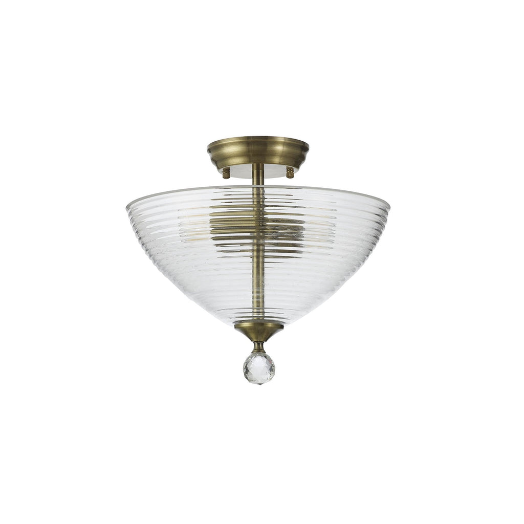 NLK16389 Tabion 2 Light Ceiling Light Antique Brass Clear