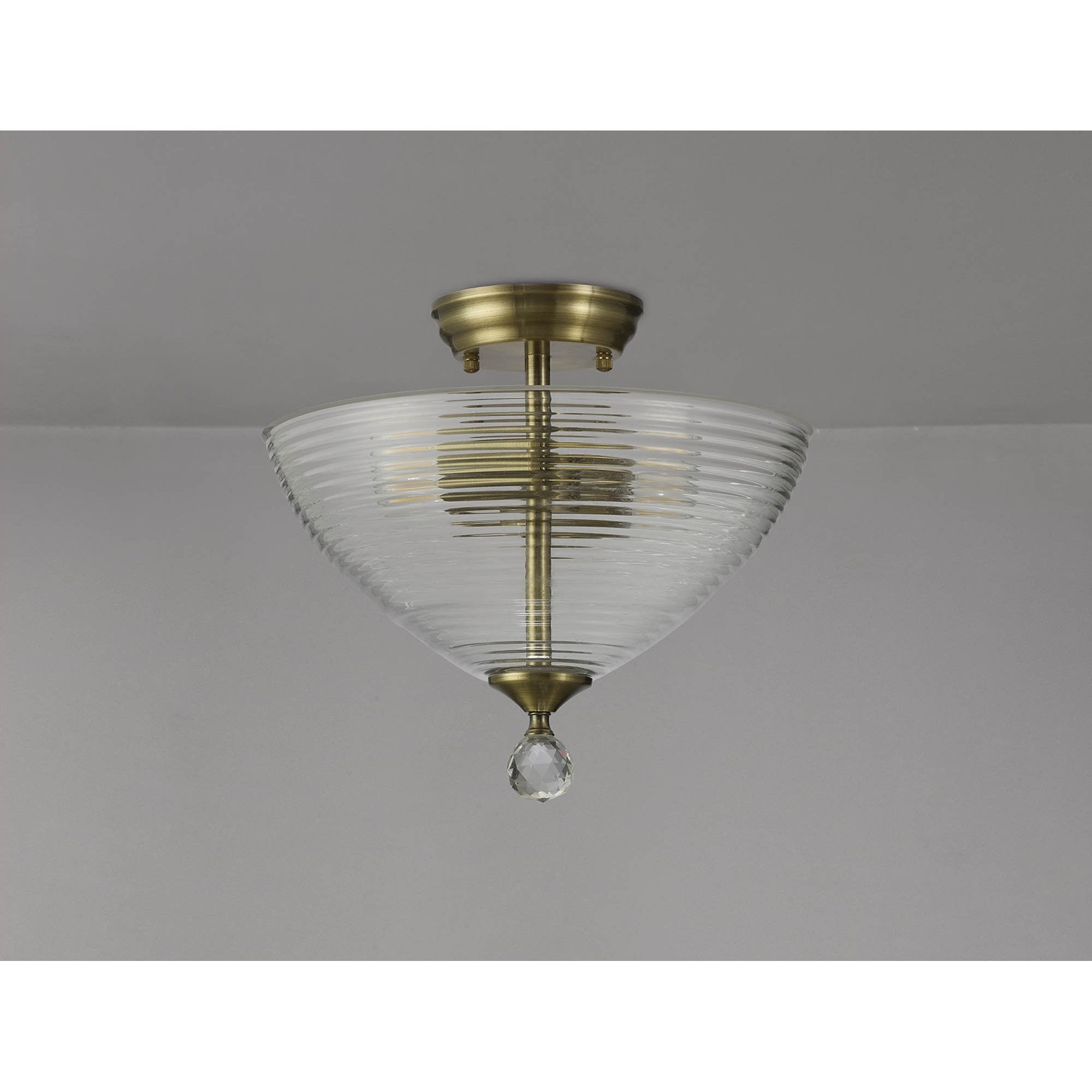 NLK16389 Tabion 2 Light Ceiling Light Antique Brass Clear