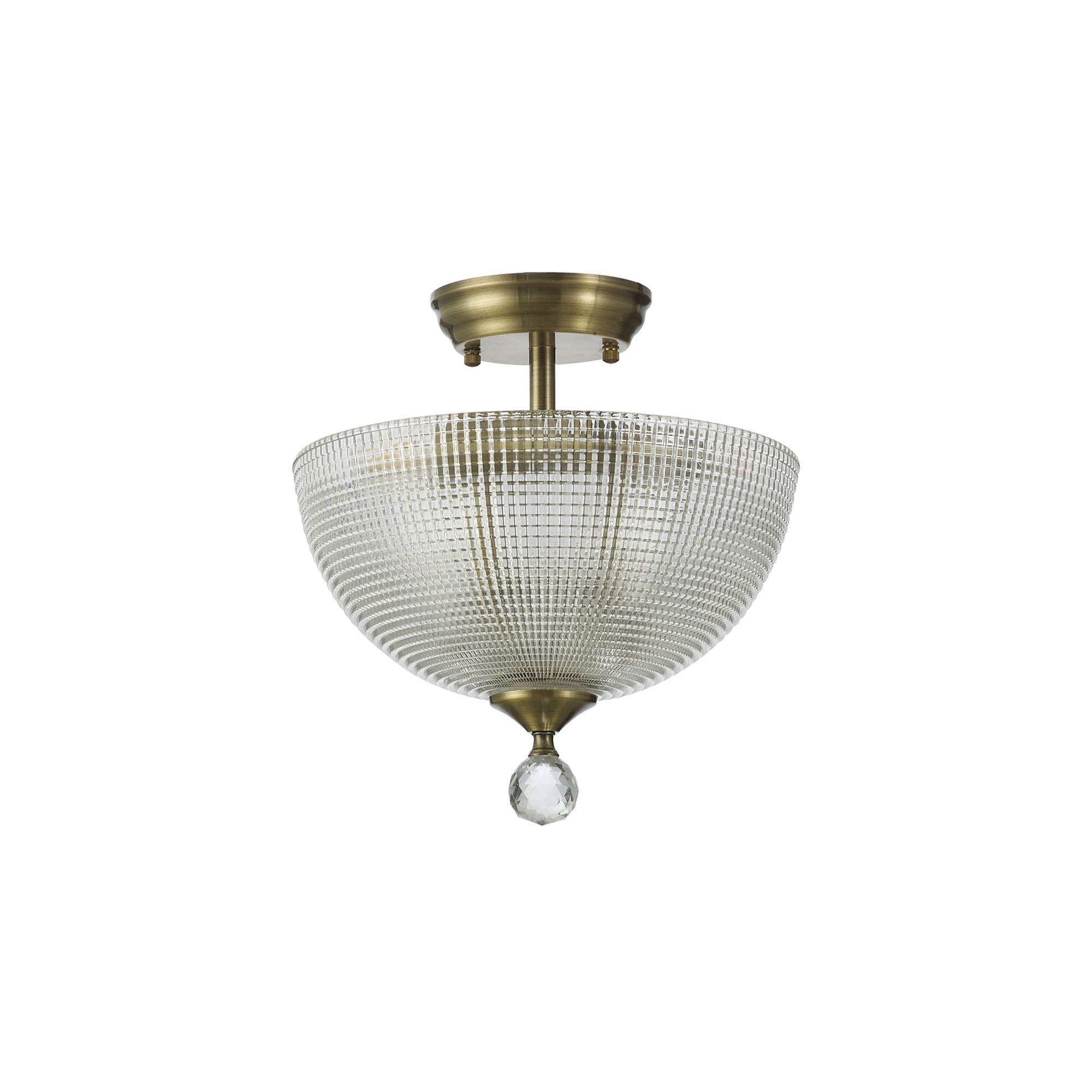 NLK16399 Tabion 2 Light Ceiling Light Antique Brass Clear