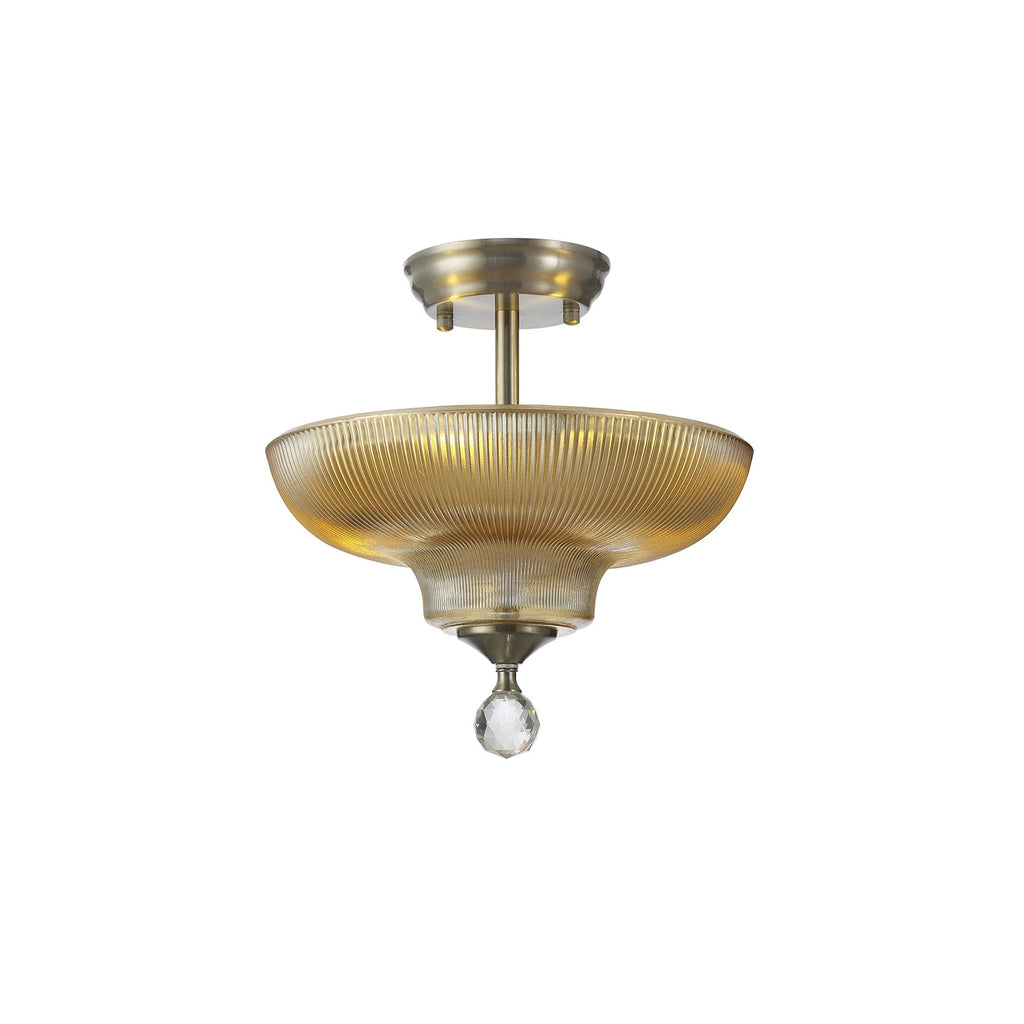 NLK16409 Tabion 2 Light Ceiling Light Satin Nickel Amber